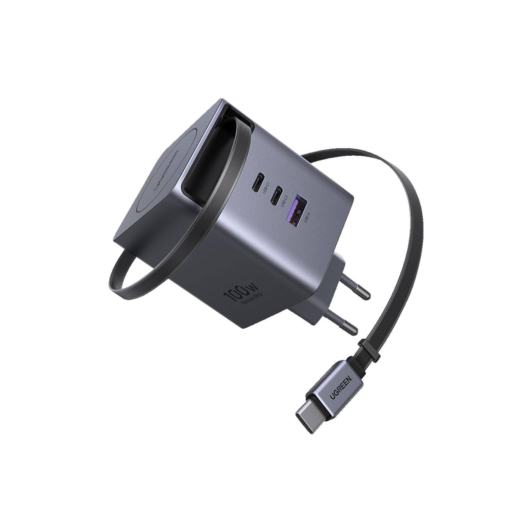 UGREEN X616 100W GaN Fast Charger 2x USB-C 1x USB-A 1x extendable USB-C cable