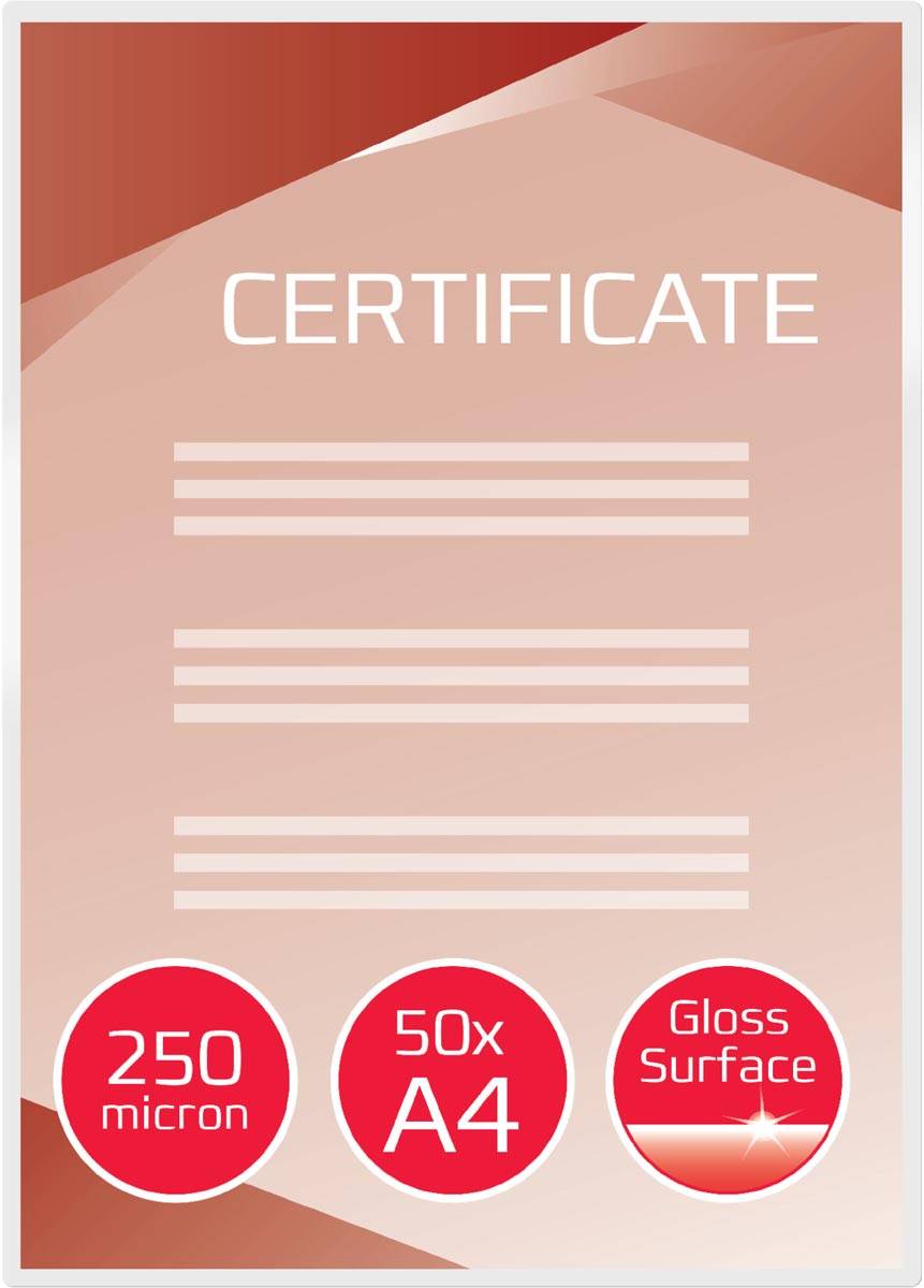 GBC Document lamineerhoes ft A4, 500 micron (2 x 250 micron), pak van 50 stuks