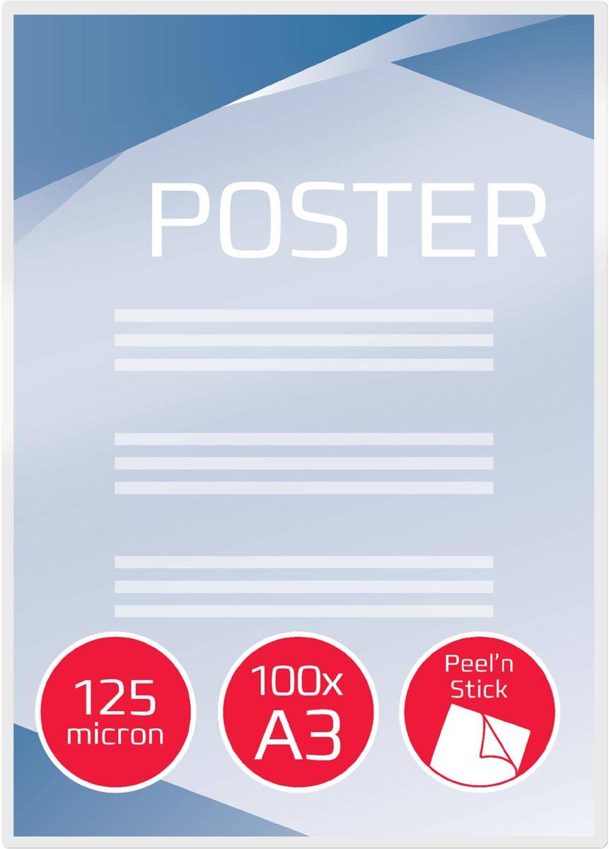 GBC Peel'nStick lamineerhoes ft A3, 250 micron (2 x 125 micron), zelfklevend, pak van 100 stuks