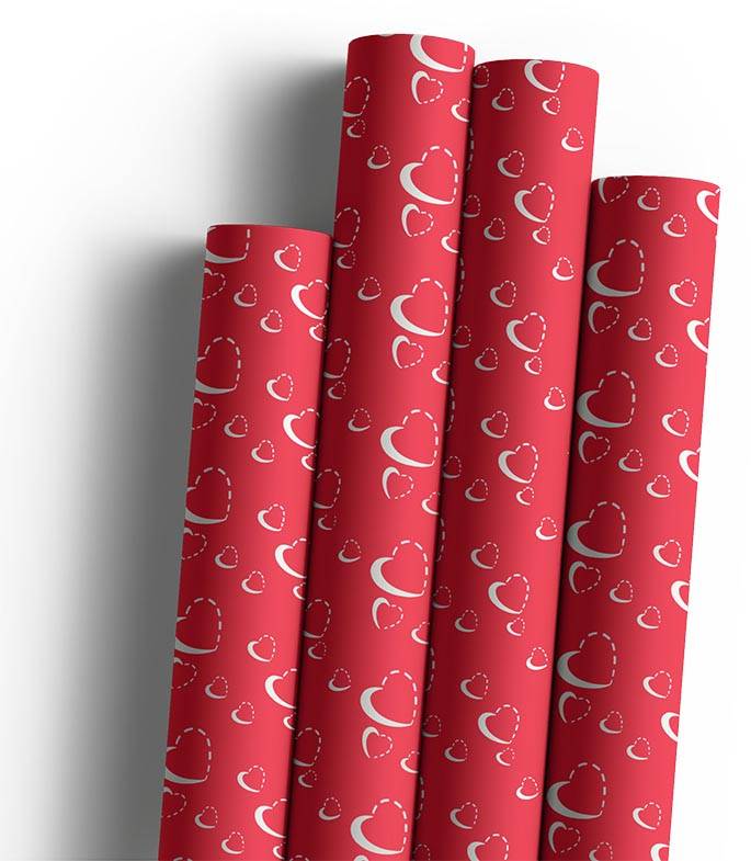 Geschenkpapier Silver Hearts, 70 cm x 2 m