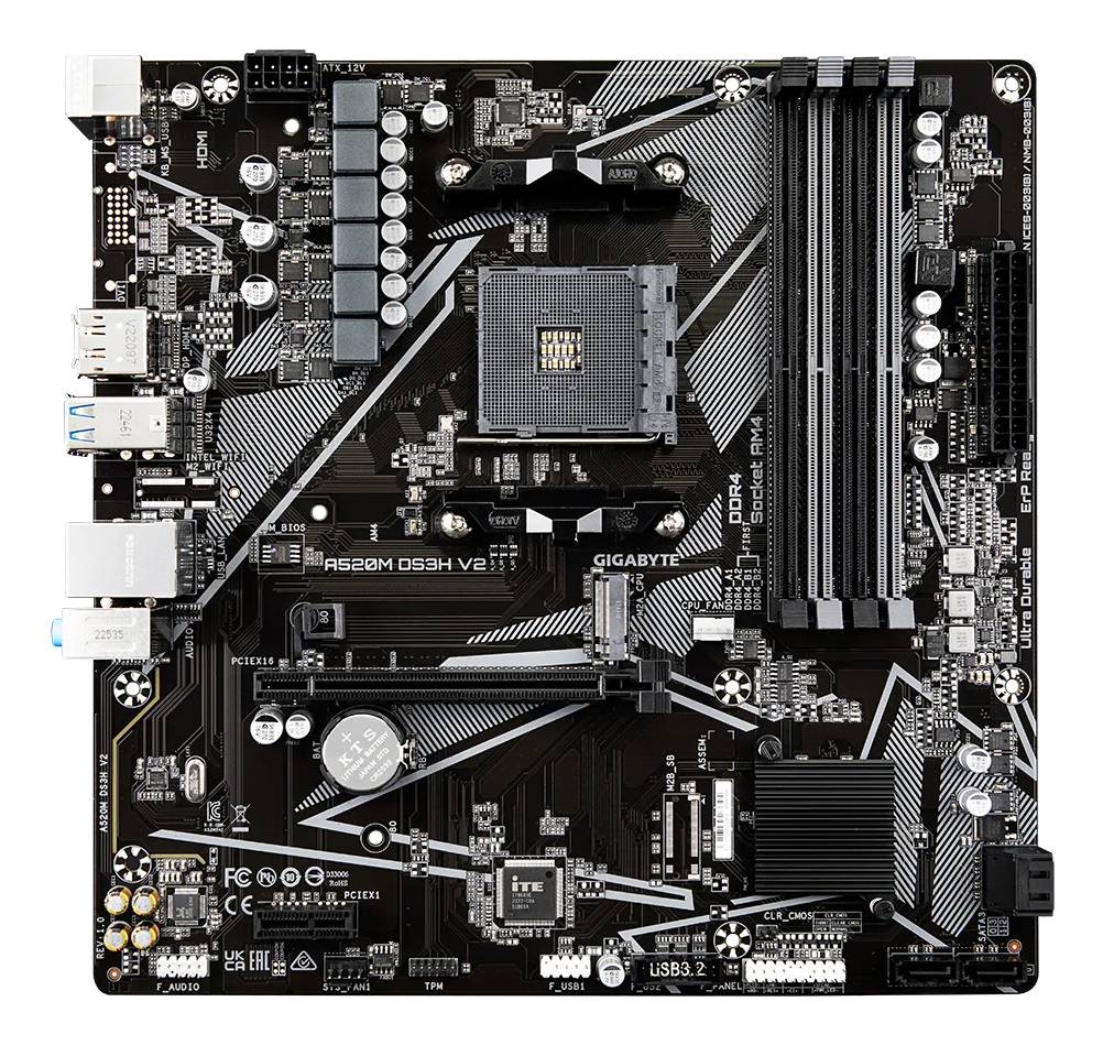 GIGABYTE A520M DS3H V2 moederbord Socket AM4 micro ATX