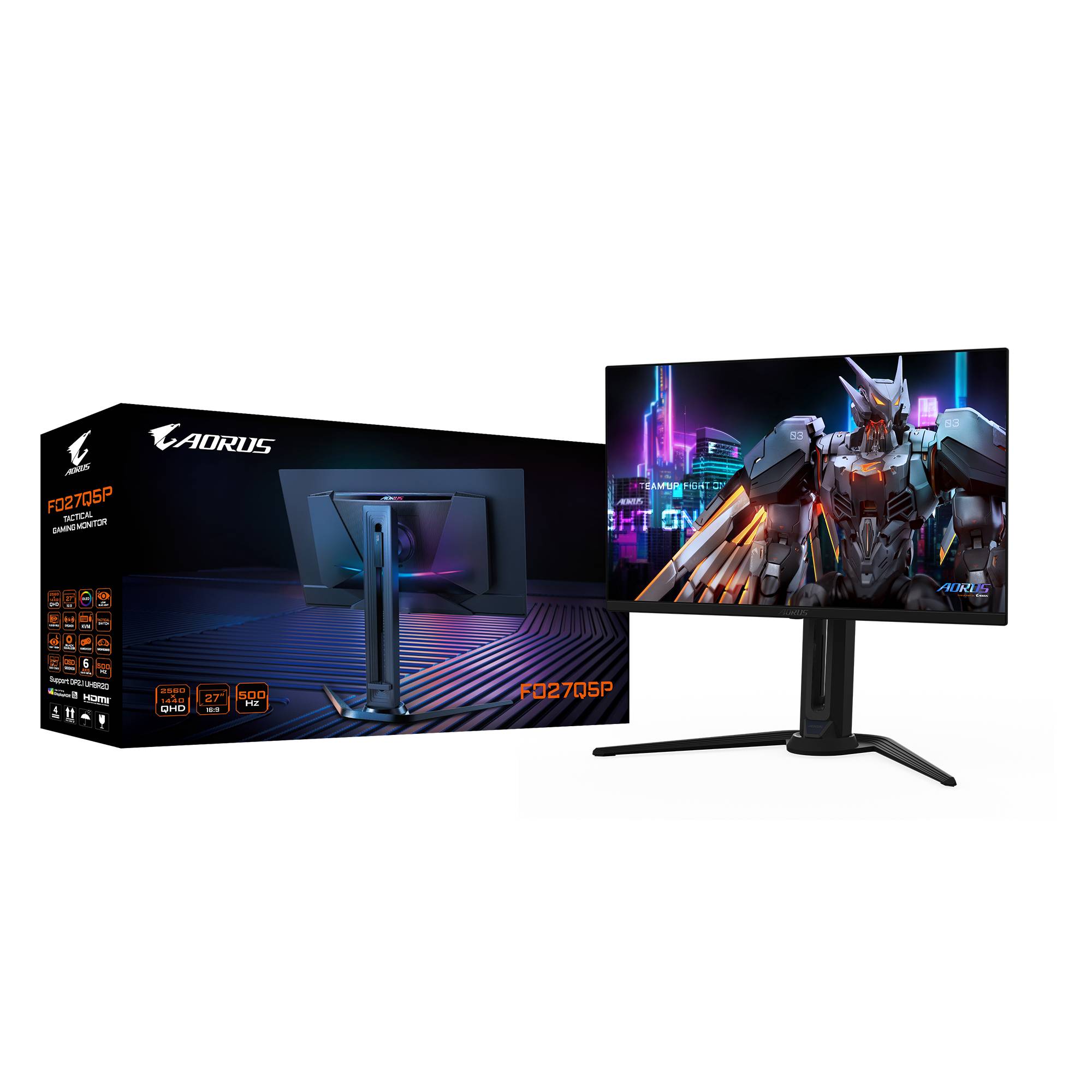 GIGABYTE AORUS FO27Q5P computer monitor 68,6 cm (27") 2560 x 1440 Pixels Quad HD QD-OLED Zwart