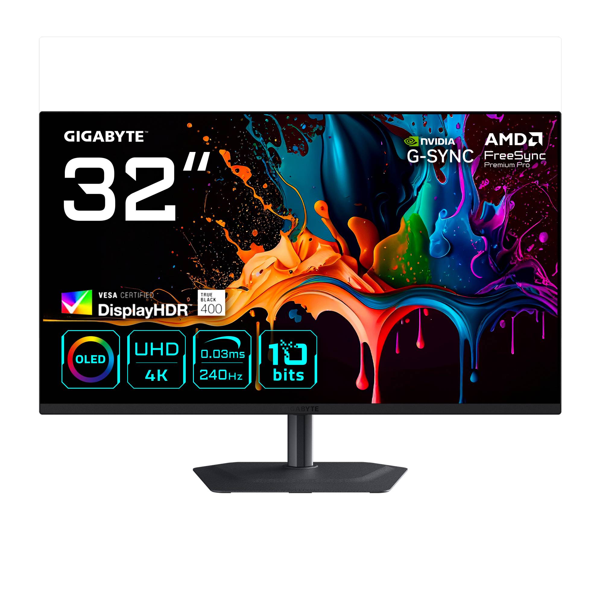 GIGABYTE MO32U2 computer monitor 80 cm (31.5") 3840 x 2160 Pixels 4K Ultra HD QD-OLED Zwart