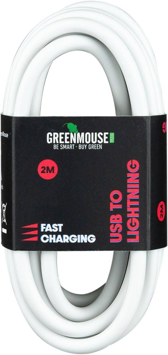 Greenmouse Lightning kabel, USB-A naar 8-pin, 2 m, wit