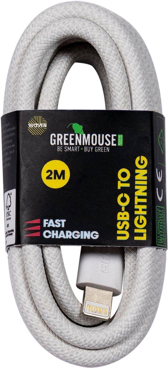 Greenmouse Lightning USB-C kabel, USB-C naar 8-pin, 2 m, woven