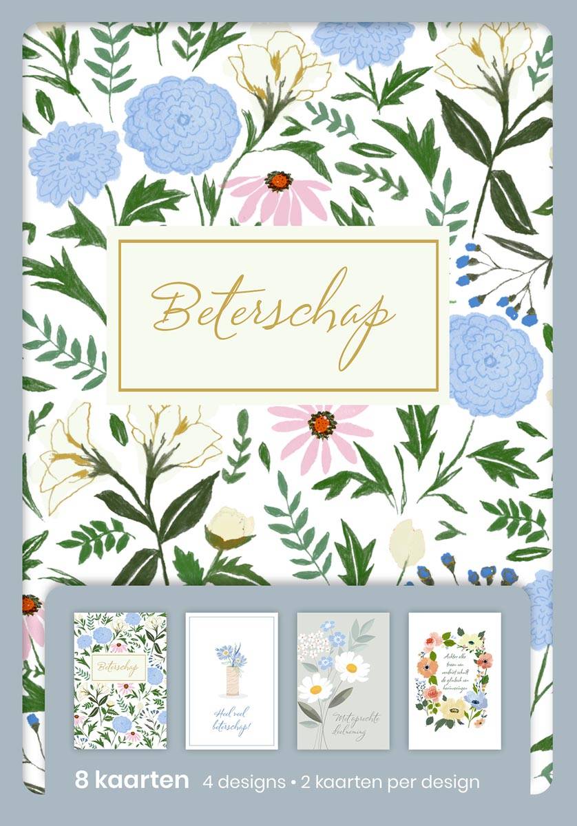 hallmark wenskaarten, beterschap, blister van 8 stuks