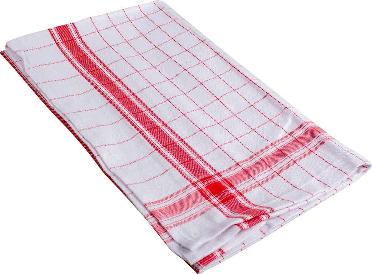 Handdoek Adalynne, ft 50 x 70 cm, geruit, rood, pak van 3 stuks
