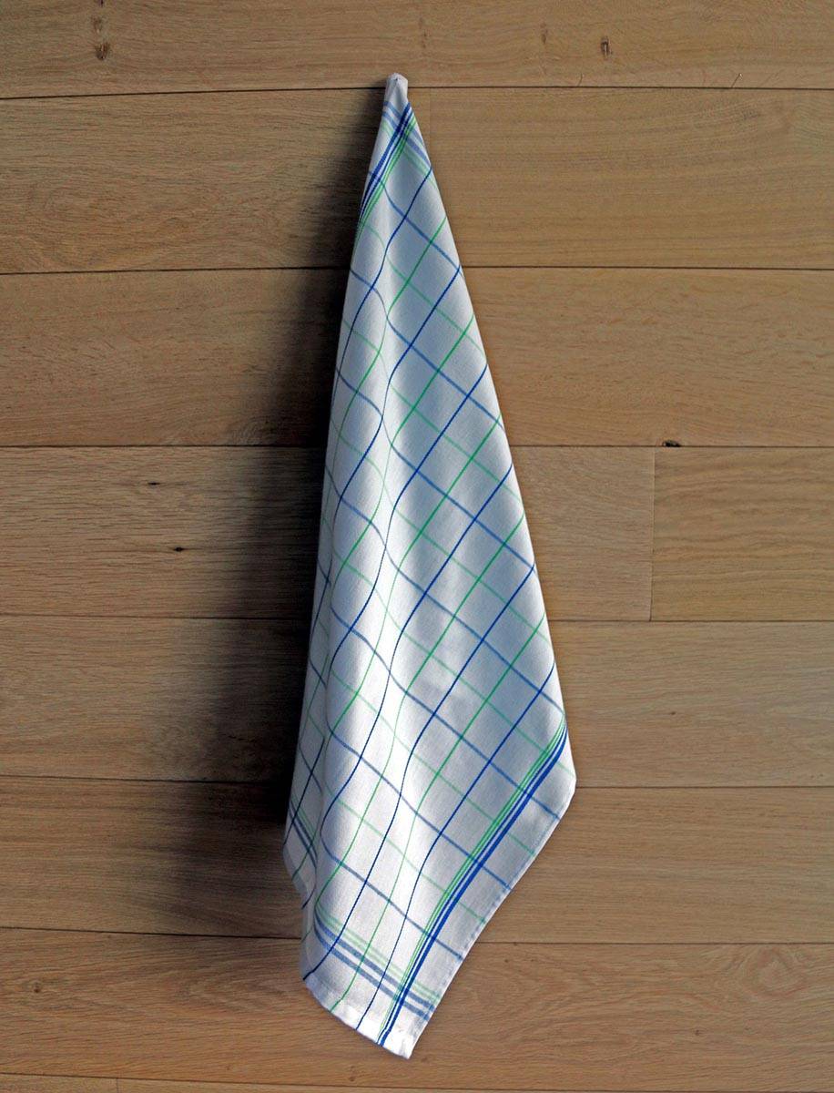 Handdoek Christelle, ft 50 x 70 cm, geruit, groen blauw, pak van 6 stuks