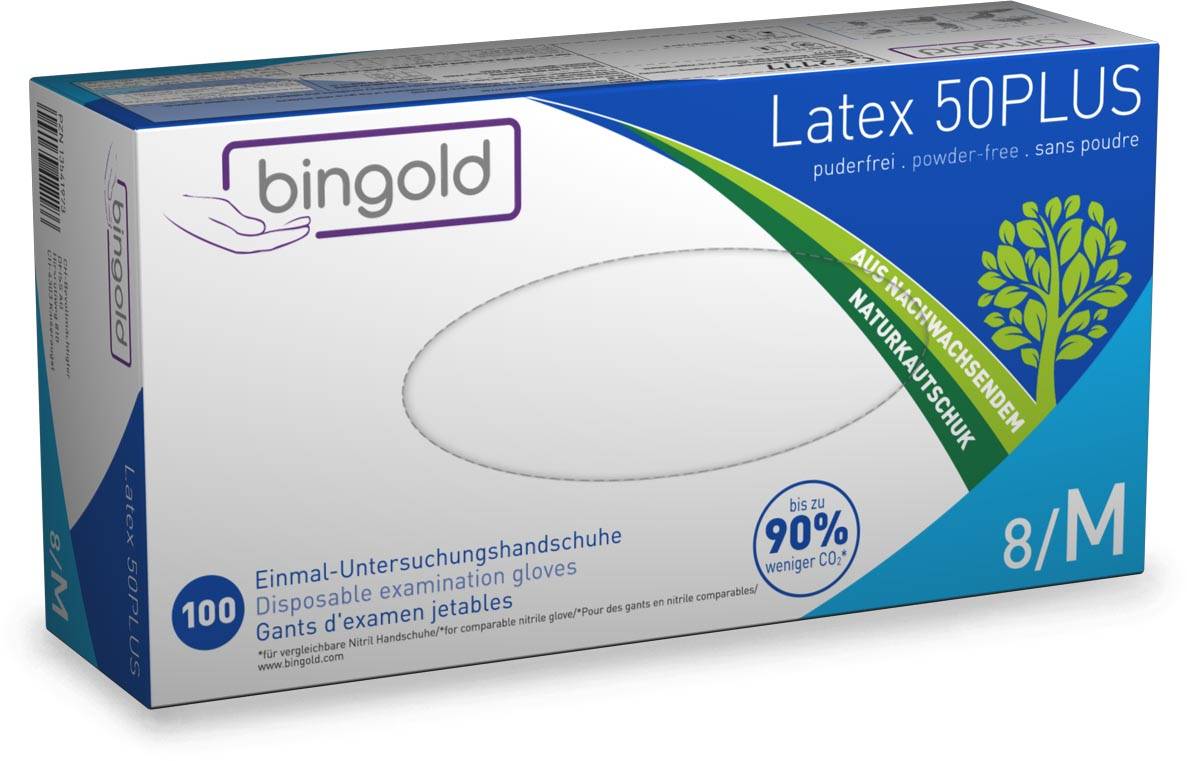 Handschoenen uit latex, medium, wit, poedervrij, doos van 100 stuks