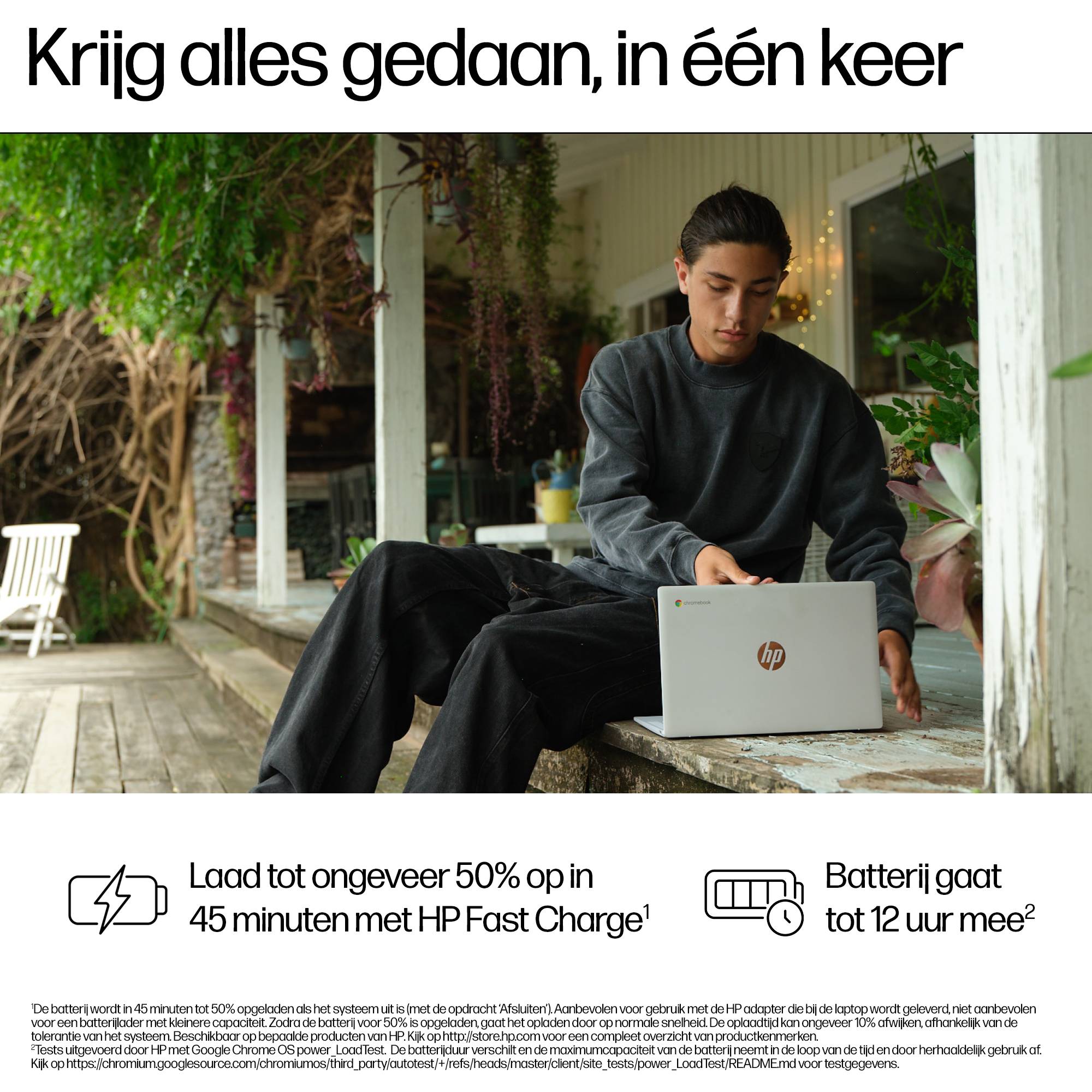 HP Chromebook 14a-nf0050nd Intel® N N100 35,6 cm (14") Full HD 4 GB LPDDR5-SDRAM 128 GB Flash Wi-Fi 6E (802.11ax) ChromeOS Zilver