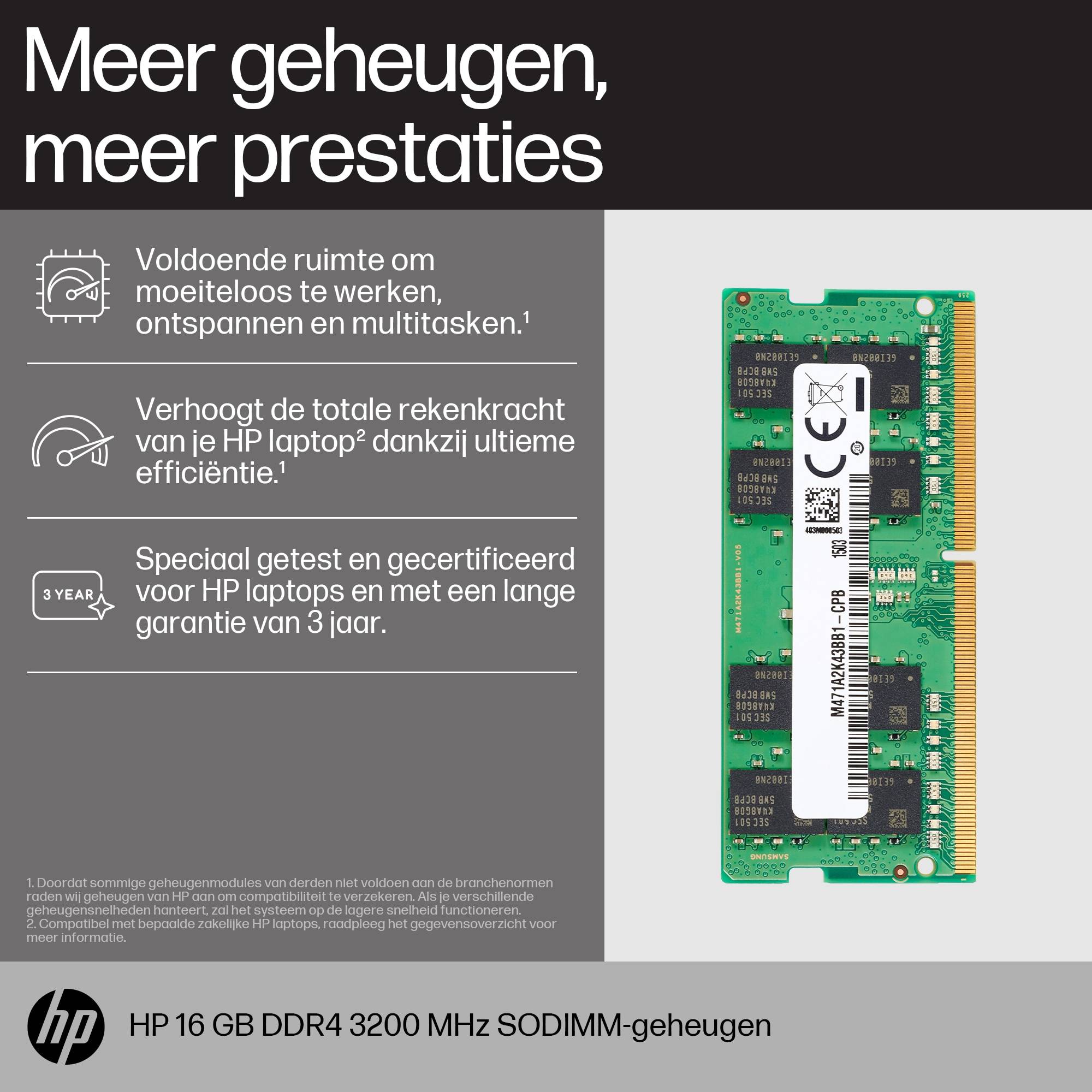 HP 16GB DDR4 3200 SODIMM Memory geheugenmodule 3200 MHz