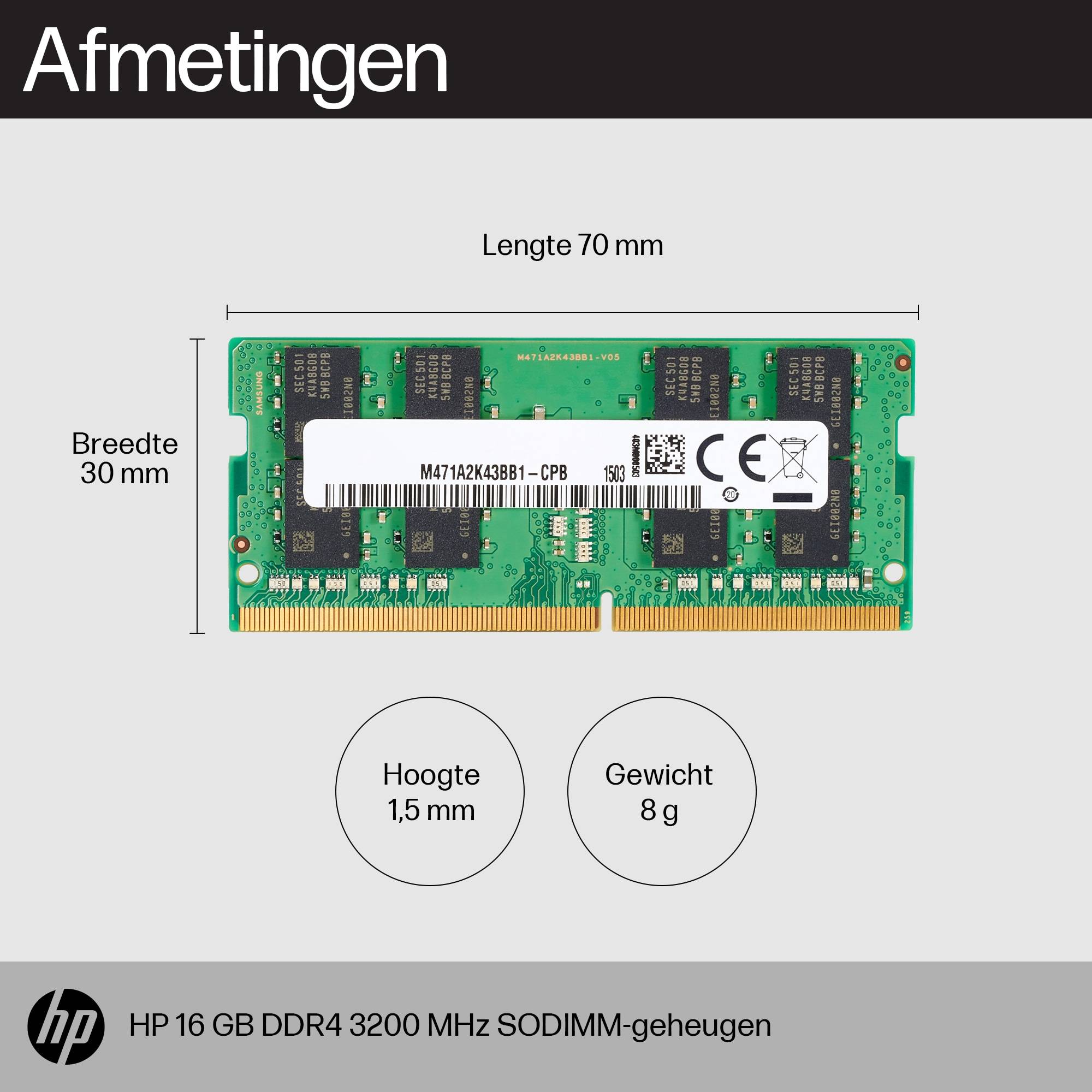 HP 16GB DDR4 3200 SODIMM Memory geheugenmodule 3200 MHz