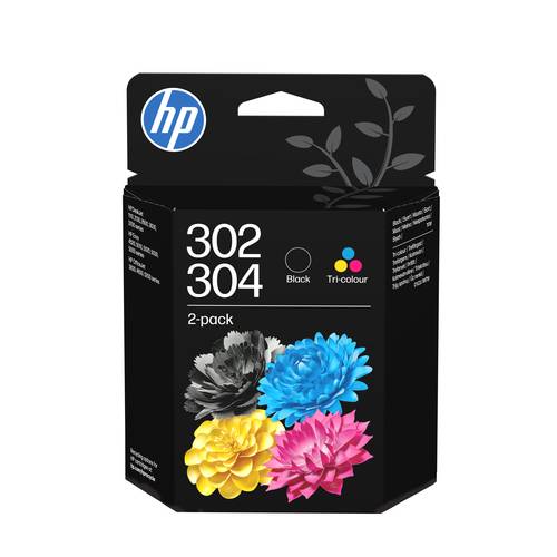 HP 302/304 combipakket met driekleuren en zwart (2-pack)