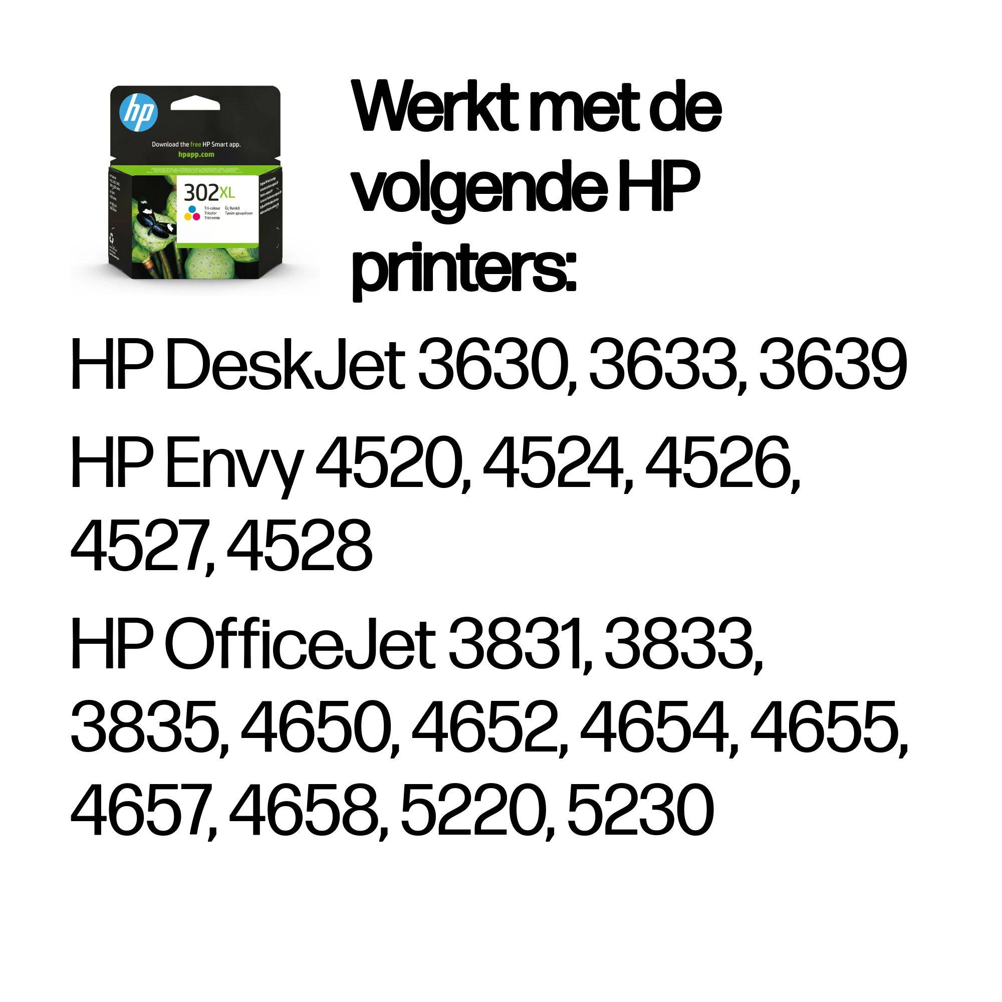 HP 302XL originele high-capacity drie-kleuren inktcartridge