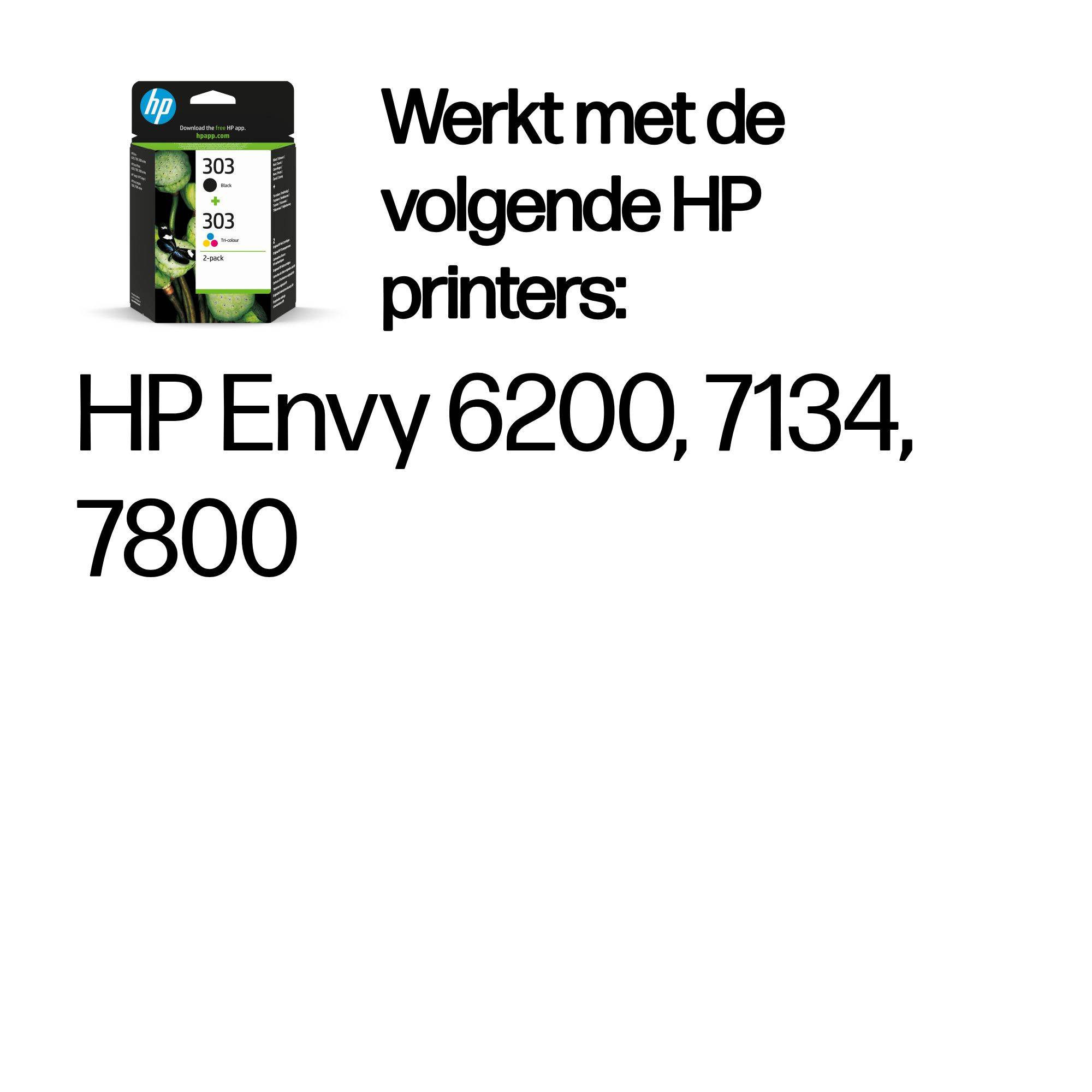 HP 303 originele zwarte/drie-kleuren inktcartridges, 2-pack