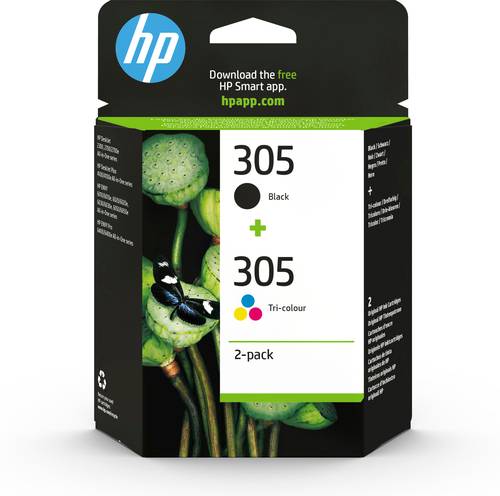 HP 305 2-Pack Tri-color/Black Original Ink Cartridge inktcartridge 2 stuk(s) Origineel Normaal rendement Zwart, Cyaan, Magenta, Geel