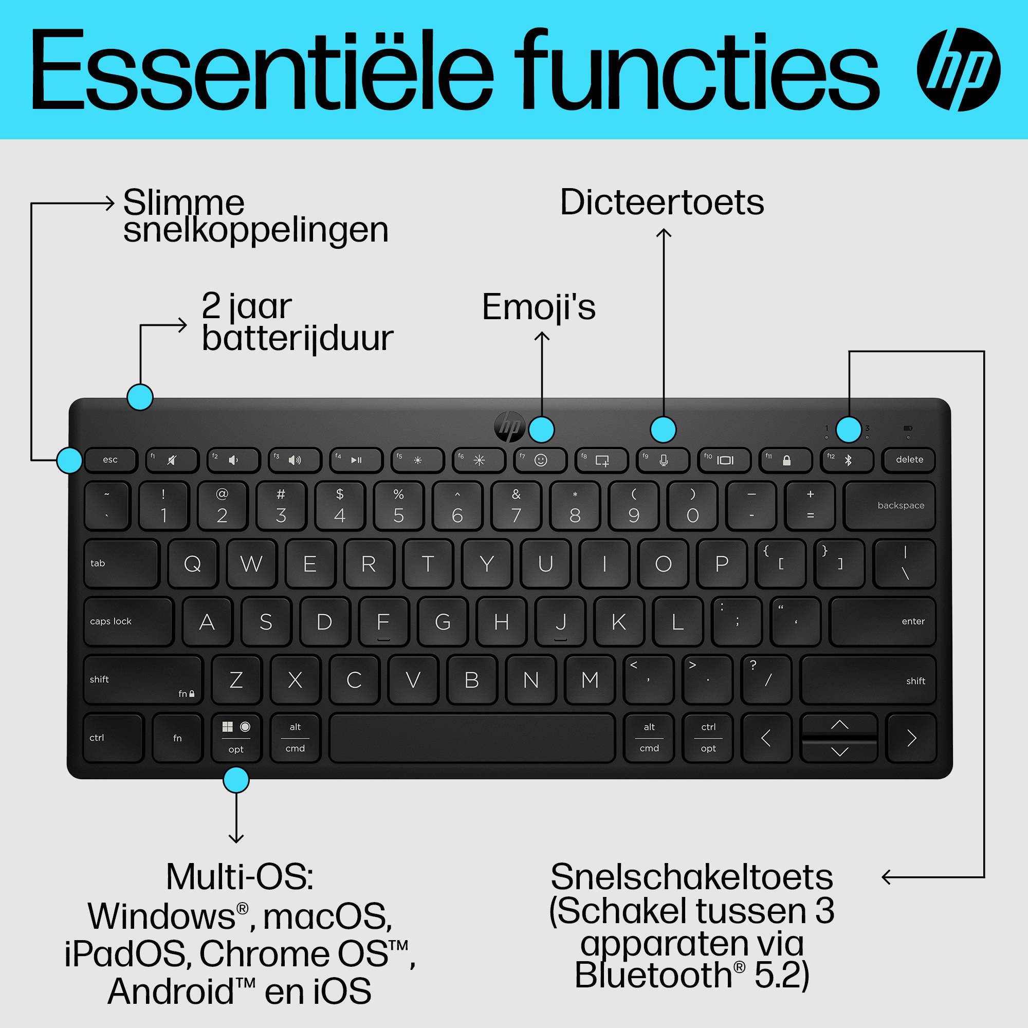HP 350 Compact Multi-Device Bluetooth Keyboard