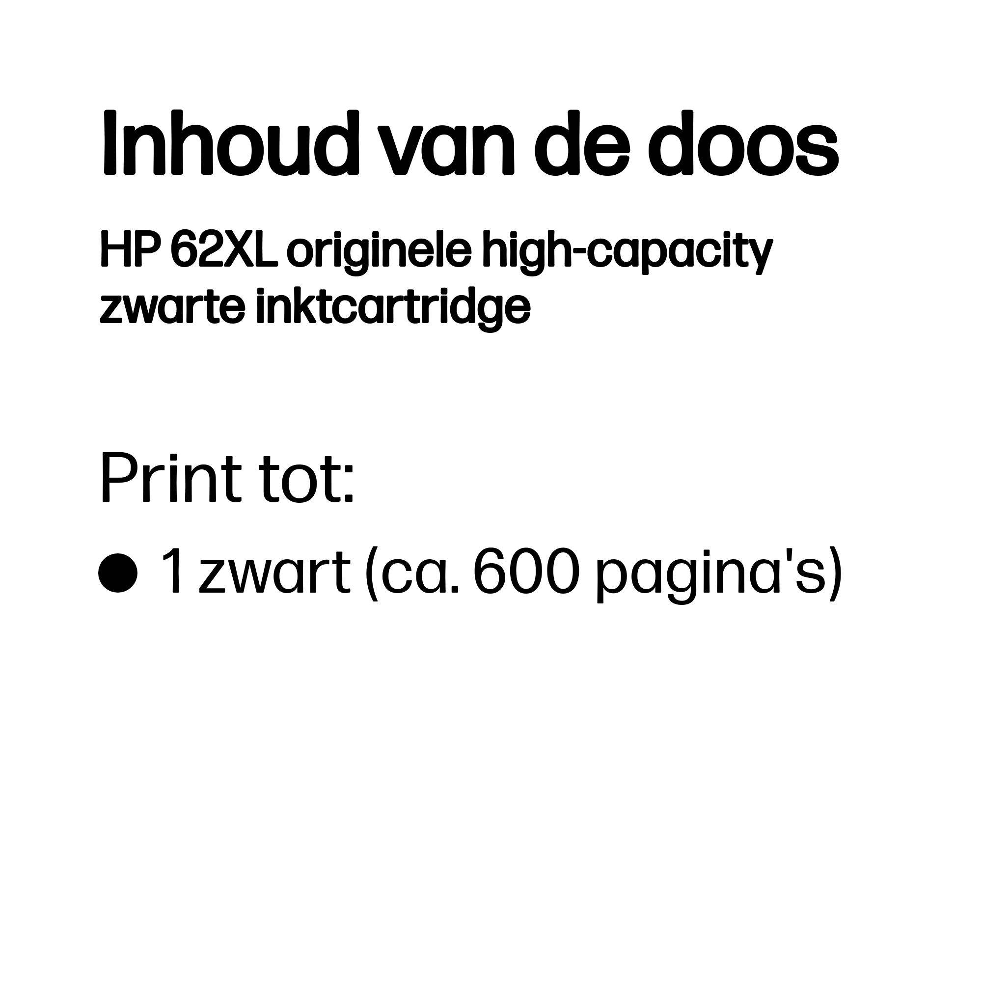 HP 62XL originele high-capacity zwarte inktcartridge