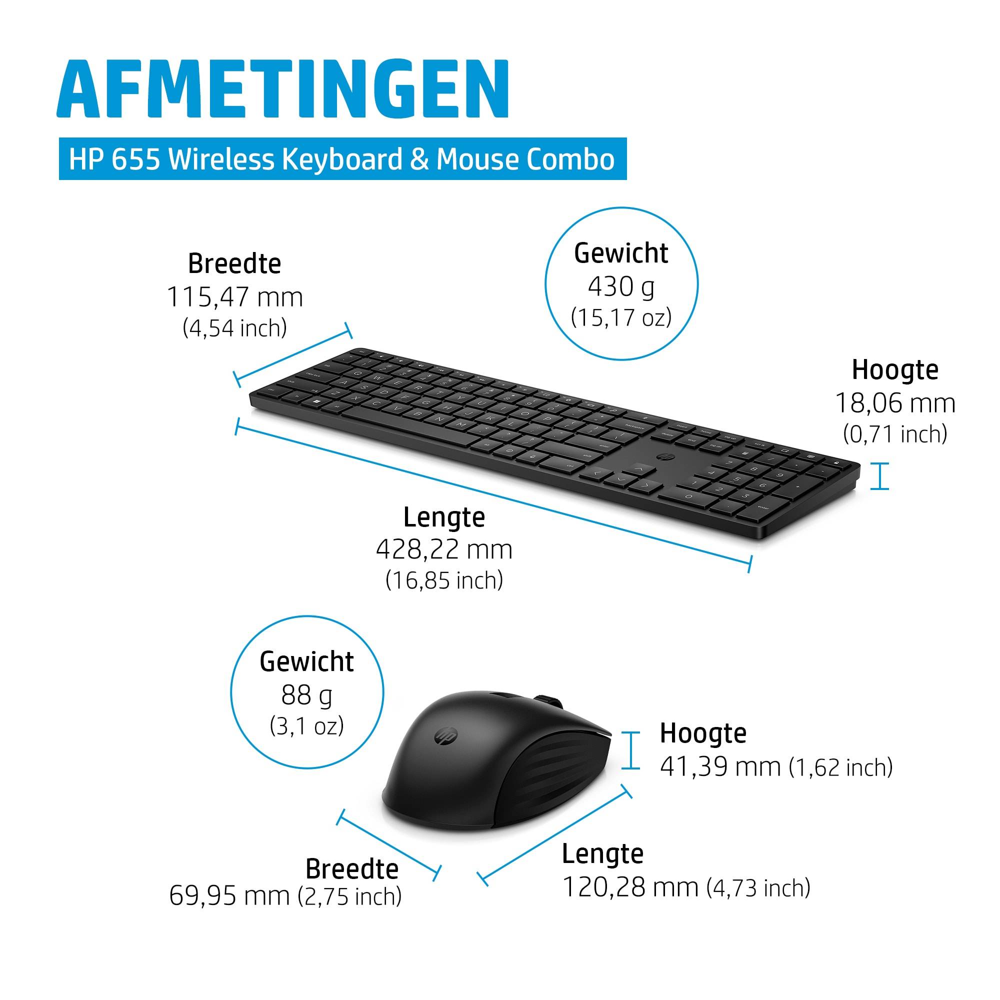 HP 655 draadloos toetsenbord en muis combo