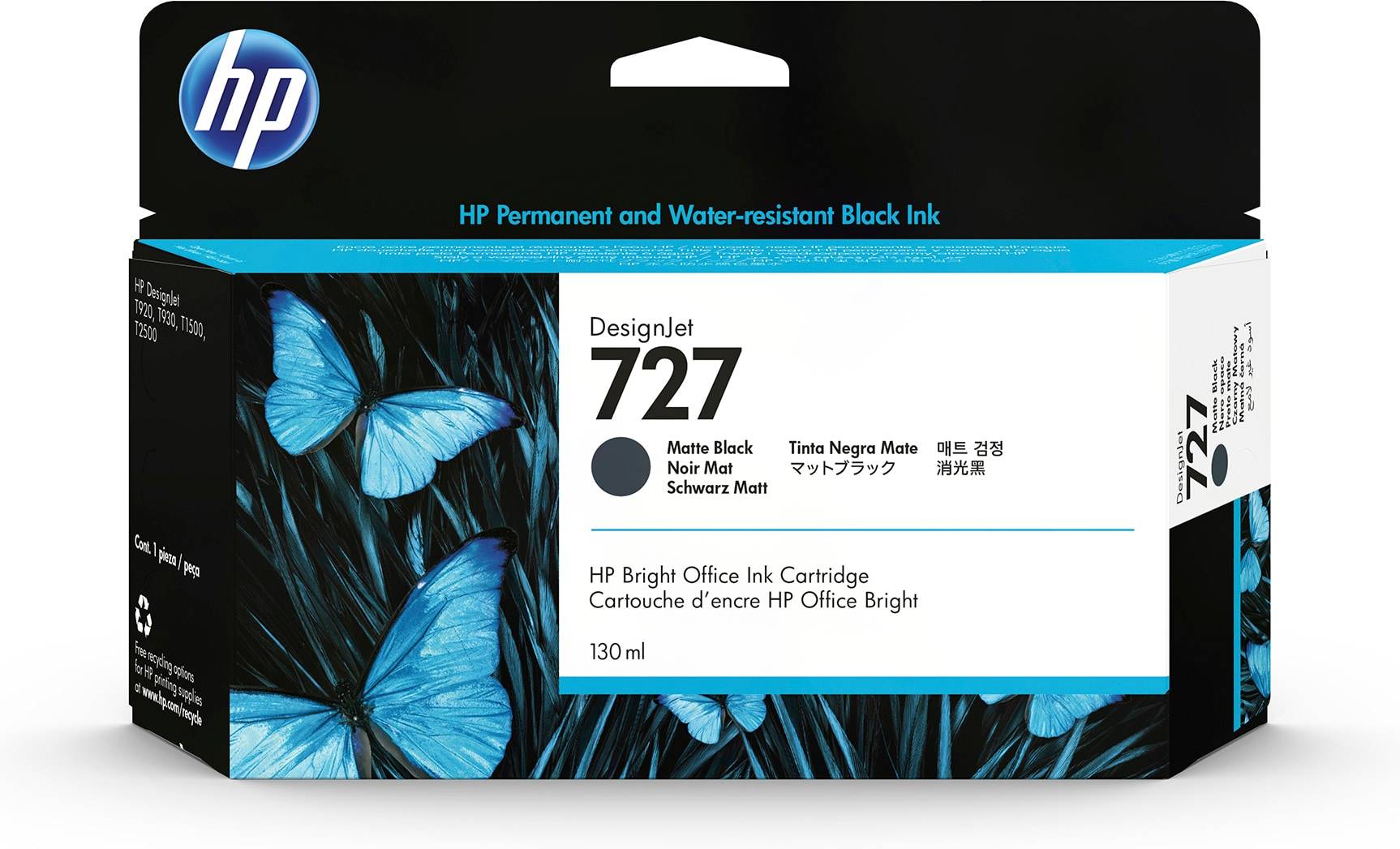 HP 727 matzwarte DesignJet inktcartridge, 130 ml