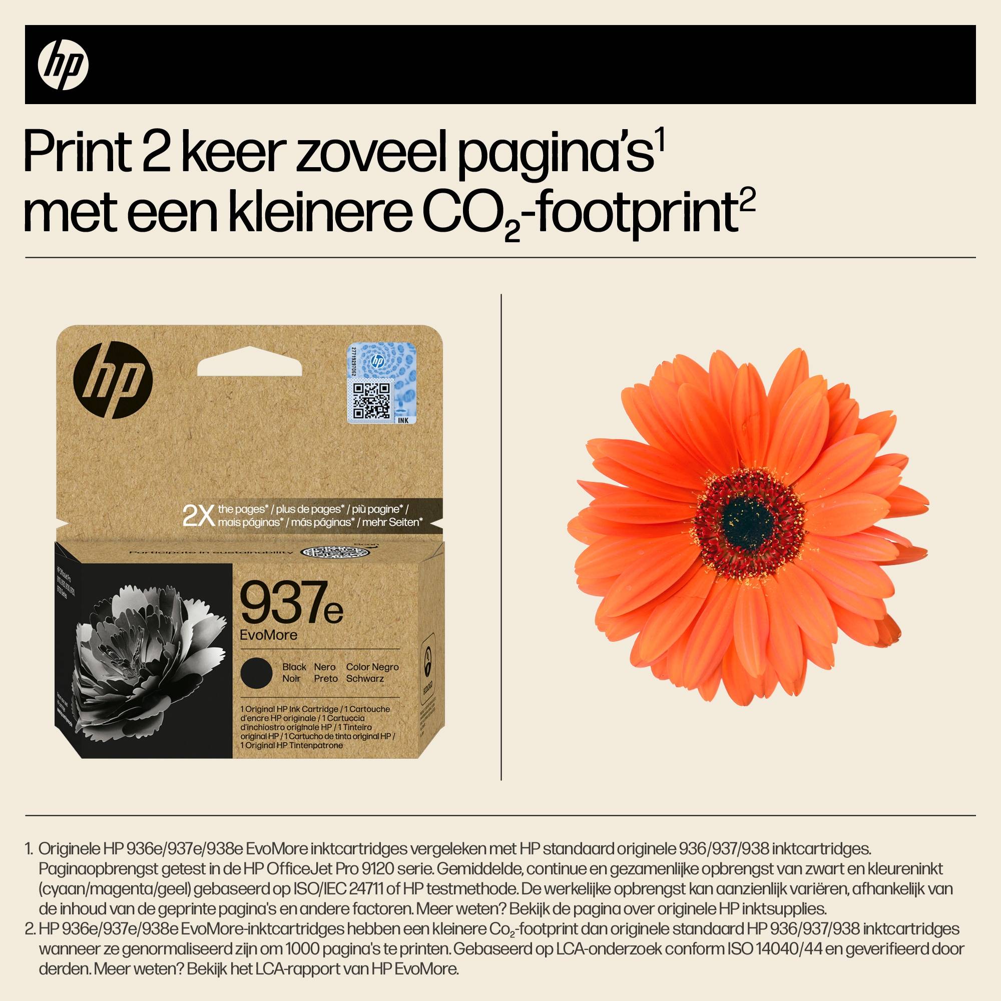 HP 937e EvoMore originele zwarte inktcartridge