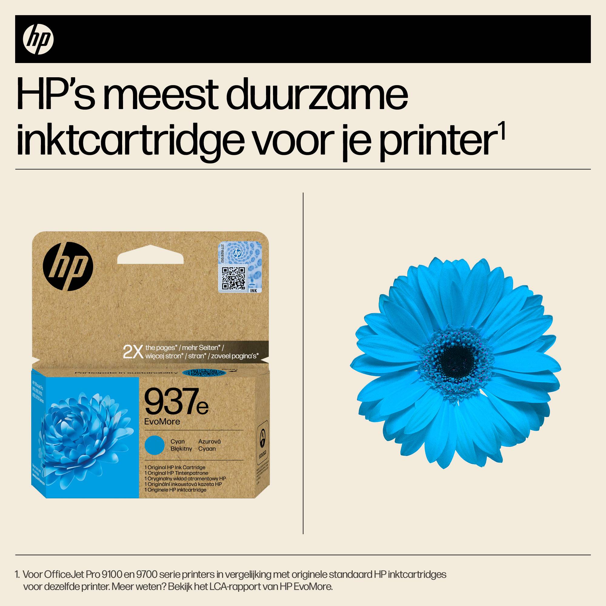 HP 937e EvoMore originele cyaan inktcartridge