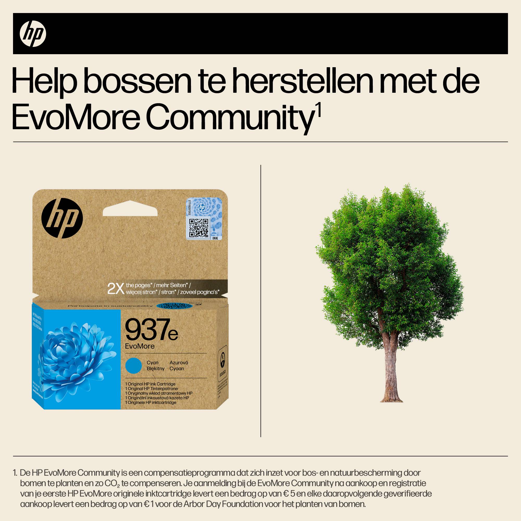 HP 937e EvoMore originele cyaan inktcartridge