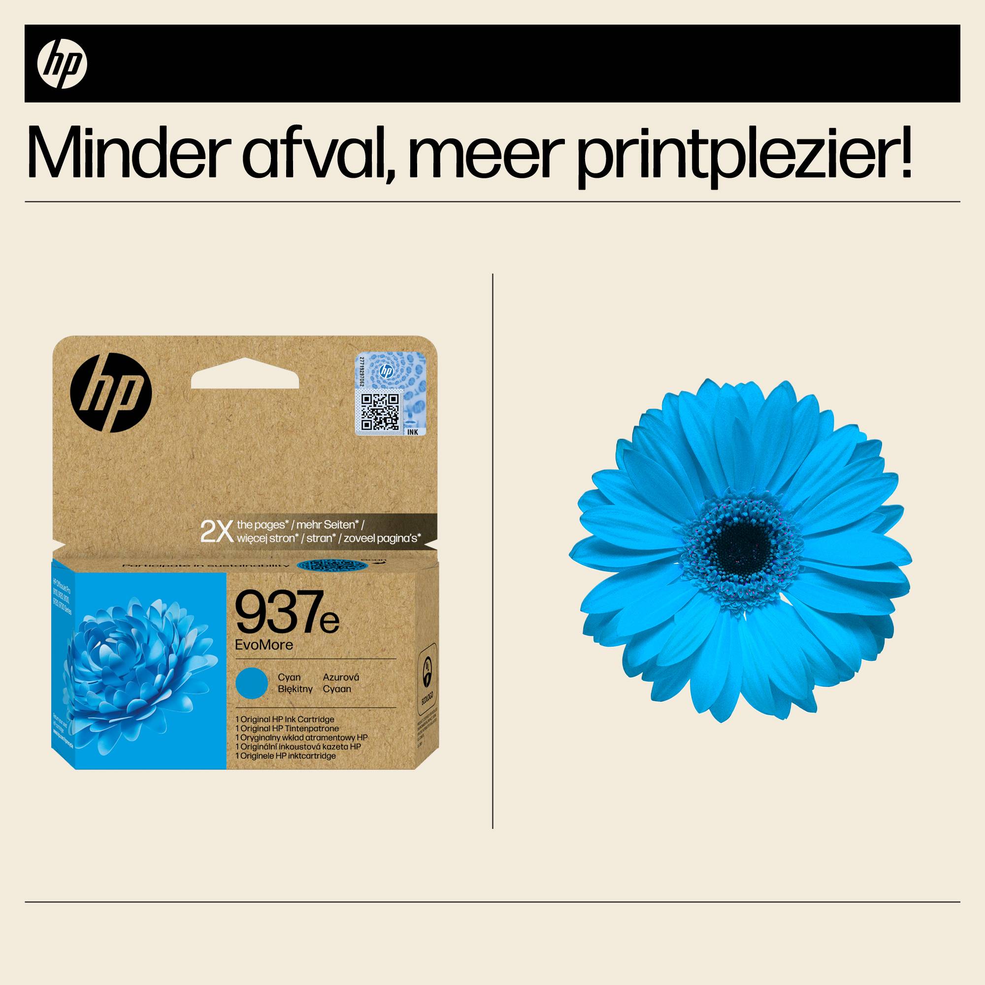 HP 937e EvoMore originele cyaan inktcartridge