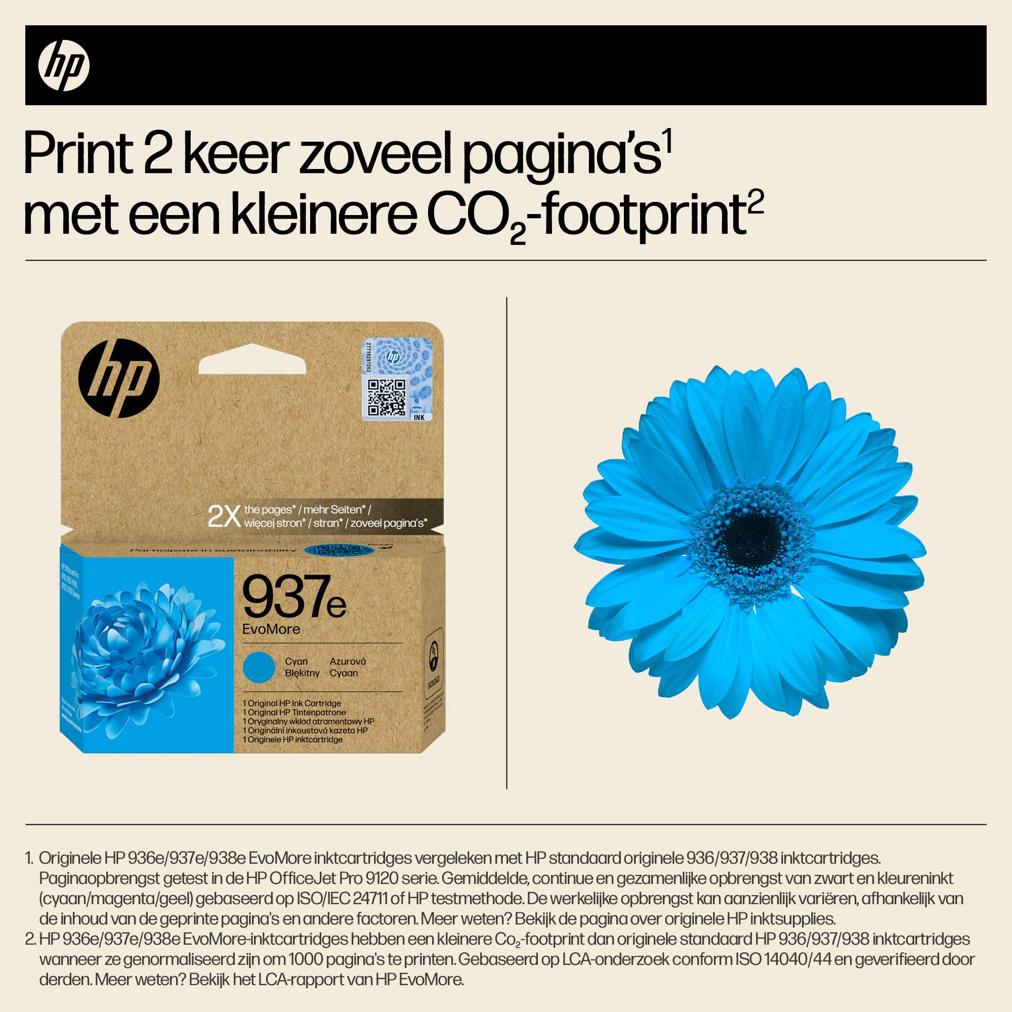 HP 937e EvoMore originele cyaan inktcartridge