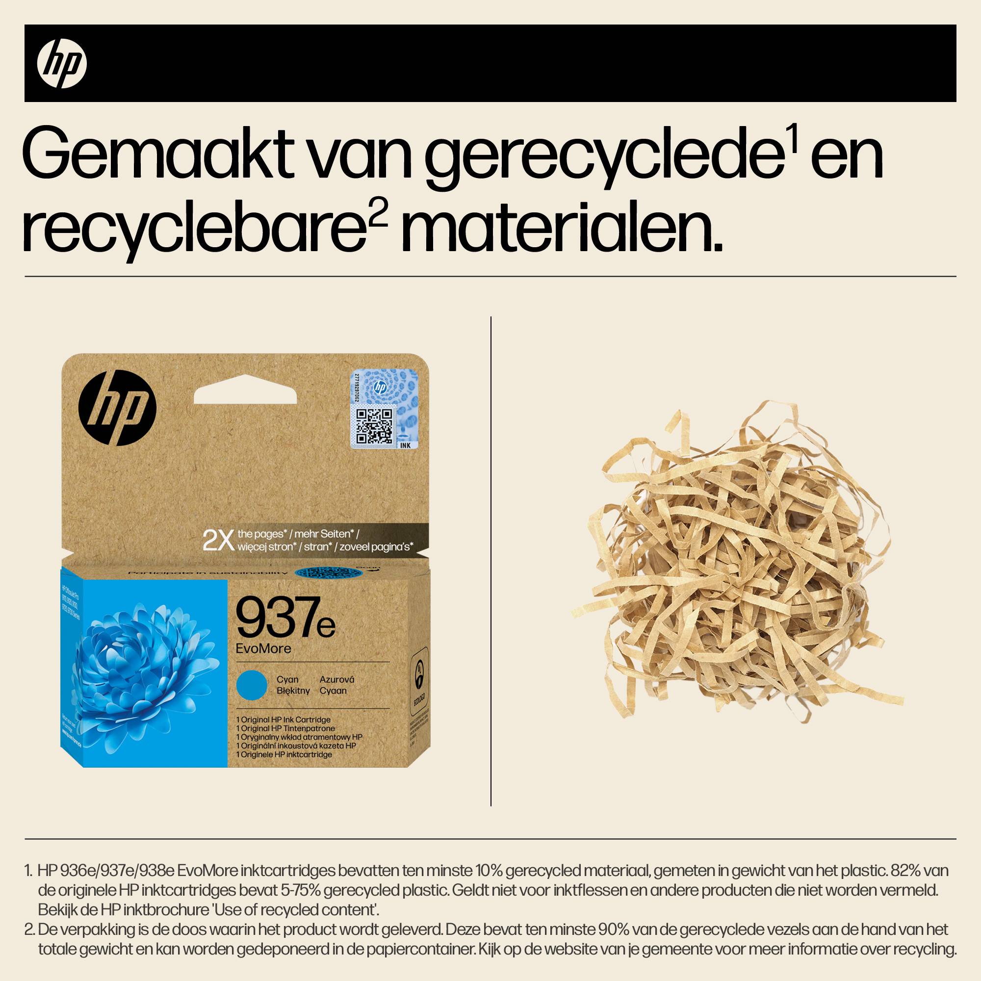 HP 937e EvoMore originele cyaan inktcartridge
