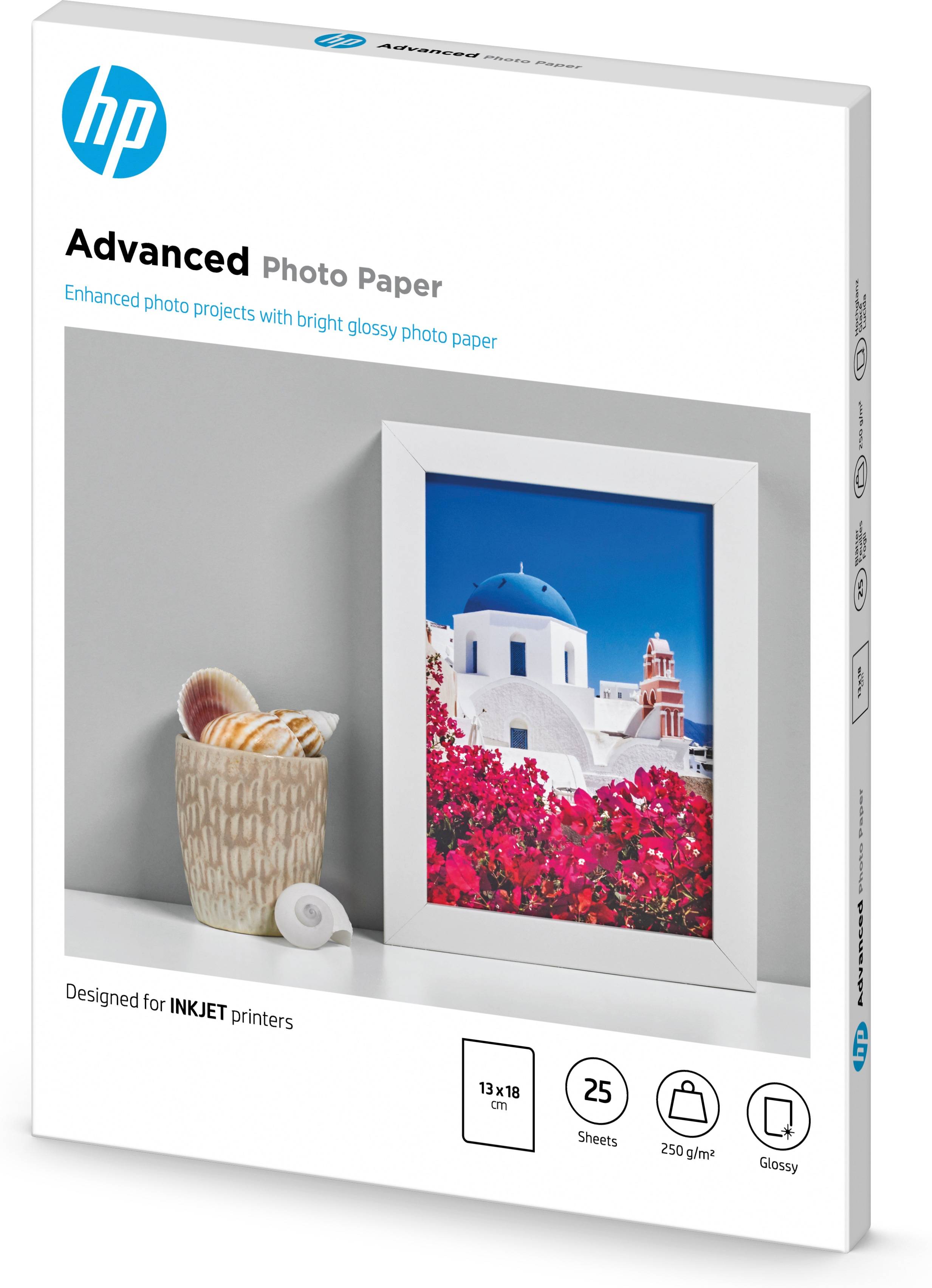HP Advanced fotopapier, glanzend, 250 g/m2, 13 x 18 cm (127 x 178 mm), 25 vellen