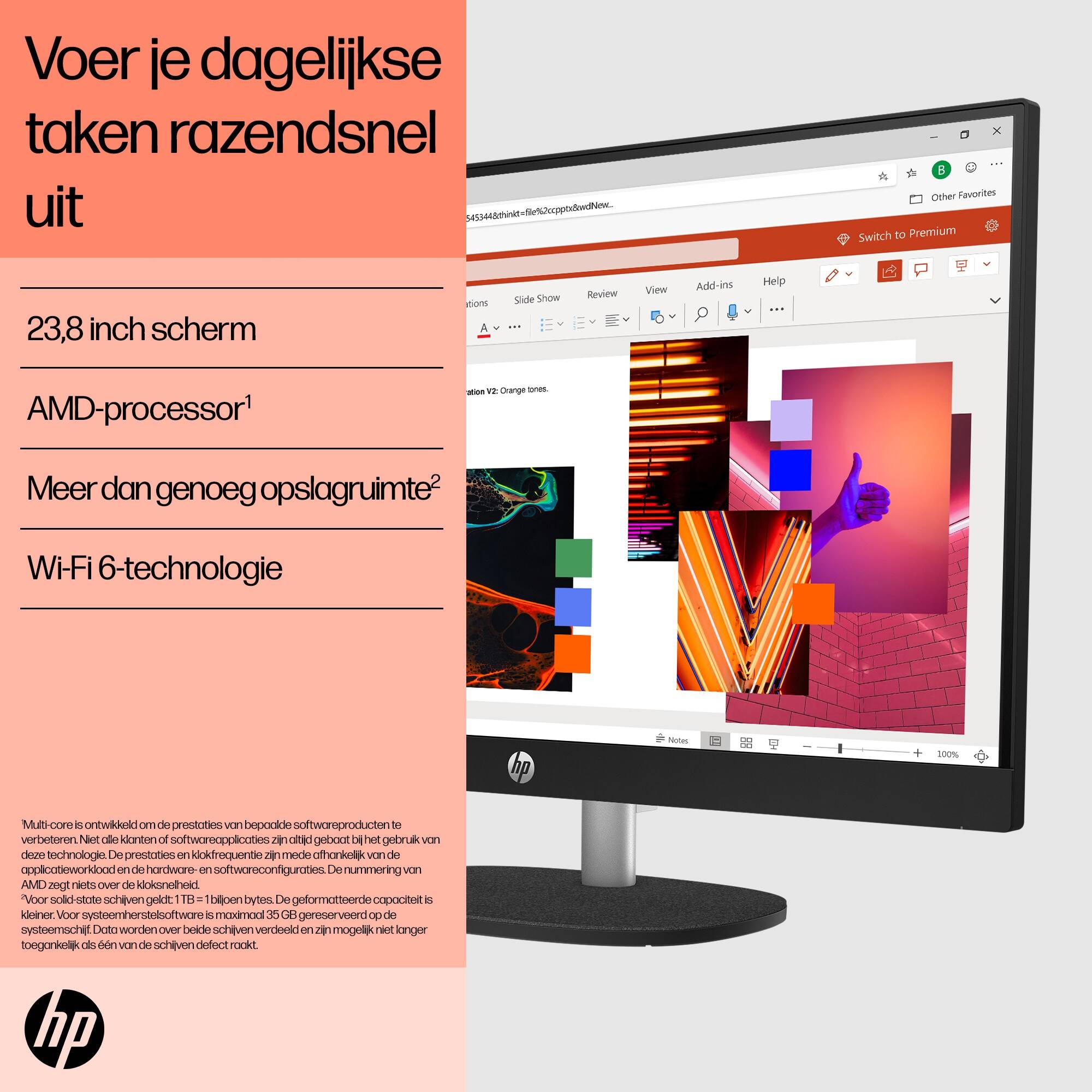 HP 24-cr0050nd AMD Ryzen™ 5 7520U 60,5 cm (23.8") 1920 x 1080 Pixels Alles-in-één-pc 8 GB LPDDR5-SDRAM 512 GB SSD Windows 11 Home Wi-Fi 6 (802.11ax) Zwart