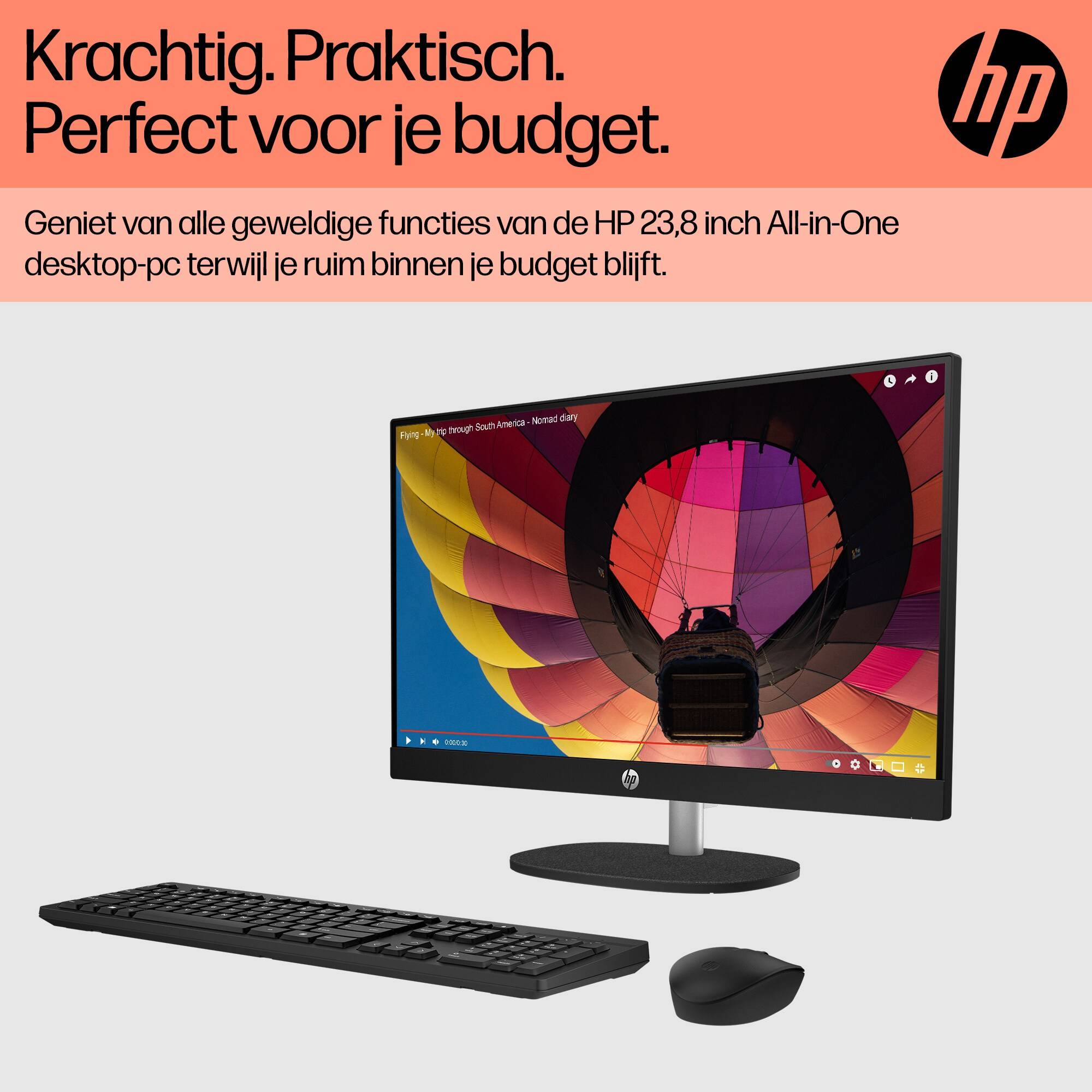 HP 24-cr0050nd AMD Ryzen™ 5 7520U 60,5 cm (23.8") 1920 x 1080 Pixels Alles-in-één-pc 8 GB LPDDR5-SDRAM 512 GB SSD Windows 11 Home Wi-Fi 6 (802.11ax) Zwart