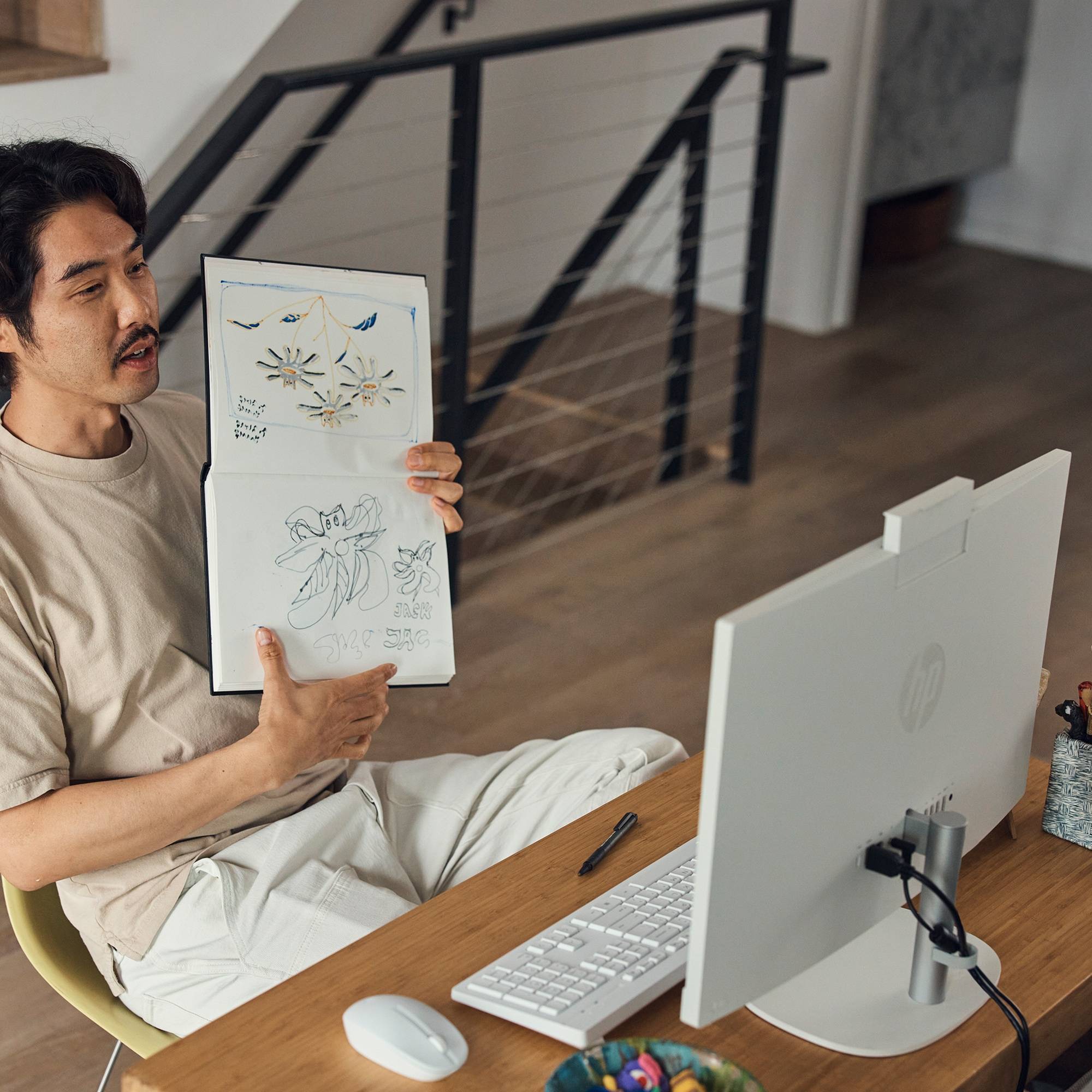 HP 24-cr1055nd Intel Core Ultra 5 125U 60,5 cm (23.8") 1920 x 1080 Pixels Alles-in-één-pc 16 GB DDR5-SDRAM 512 GB SSD Windows 11 Home Wi-Fi 6 (802.11ax) AI PC Wit