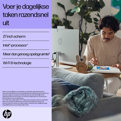 HP All-in-One 27-cr0054nd Intel Core i5-1334U 27inch FHD AG 16GB DDR4 512GB PCIe NVMe SSD W11H Jet Black Intel® Core™ i5 68,6 cm (27") 1920 x 1080 Pixels Alles-in-één-pc DDR4-SDRAM Windows 11 Home Wi-Fi 6 (802.11ax) Zwart