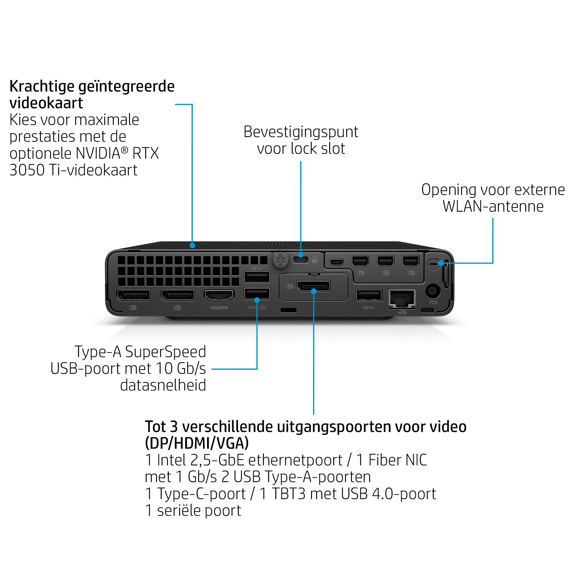 HP Elite Mini 800 G9 Intel® Core™ i7 i7-14700 16 GB DDR5-SDRAM 512 GB SSD Windows 11 Pro Mini PC Zwart