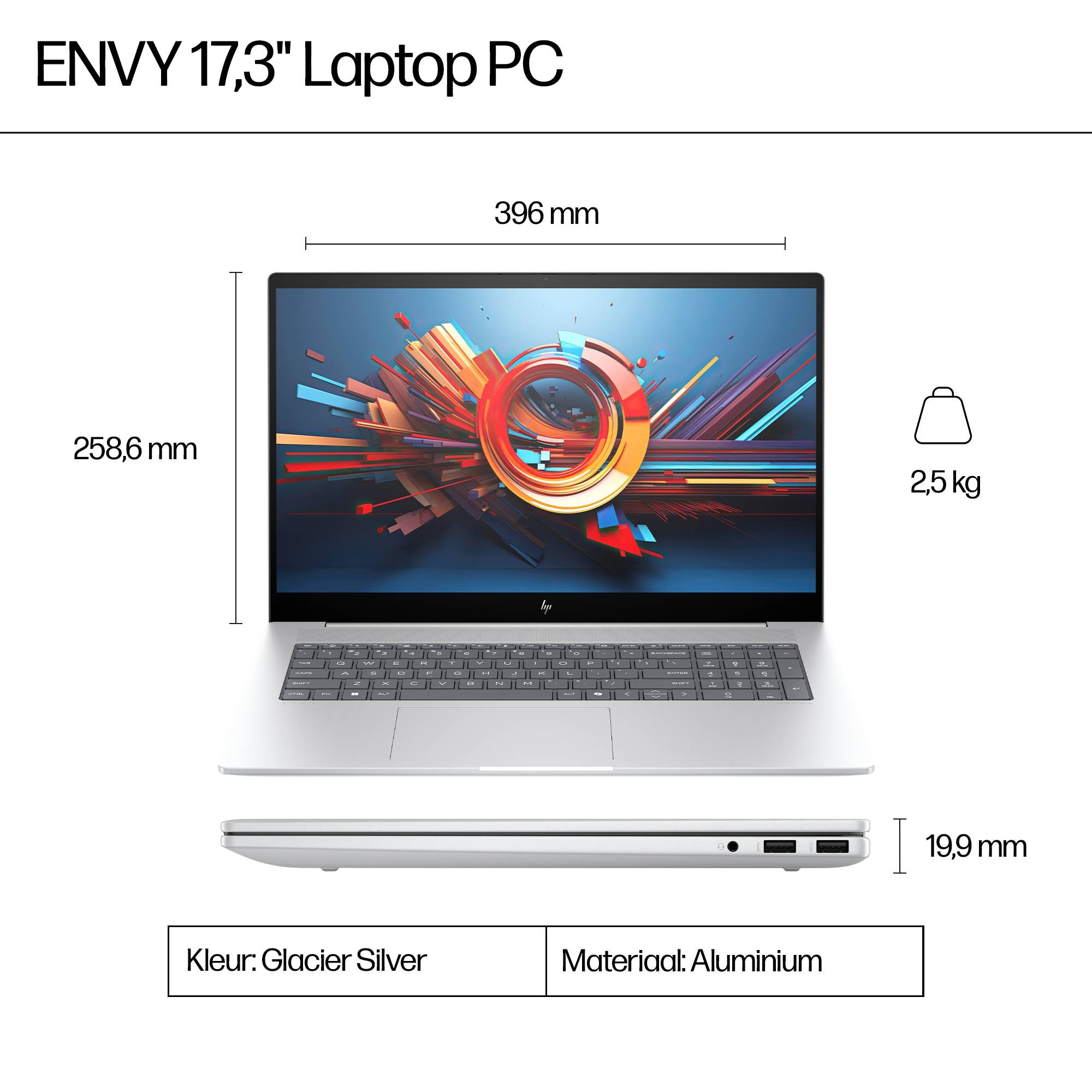HP ENVY 17-da0030nd Intel Core Ultra 7 155H Laptop 43,9 cm (17.3") Touchscreen Full HD 16 GB DDR5-SDRAM 1 TB SSD Wi-Fi 6E (802.11ax) Windows 11 Home Zilver