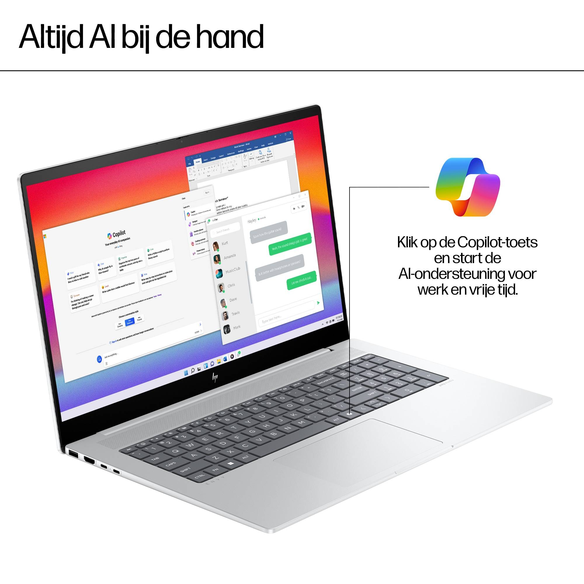 HP ENVY 17-da0030nd Intel Core Ultra 7 155H Laptop 43,9 cm (17.3") Touchscreen Full HD 16 GB DDR5-SDRAM 1 TB SSD Wi-Fi 6E (802.11ax) Windows 11 Home Zilver