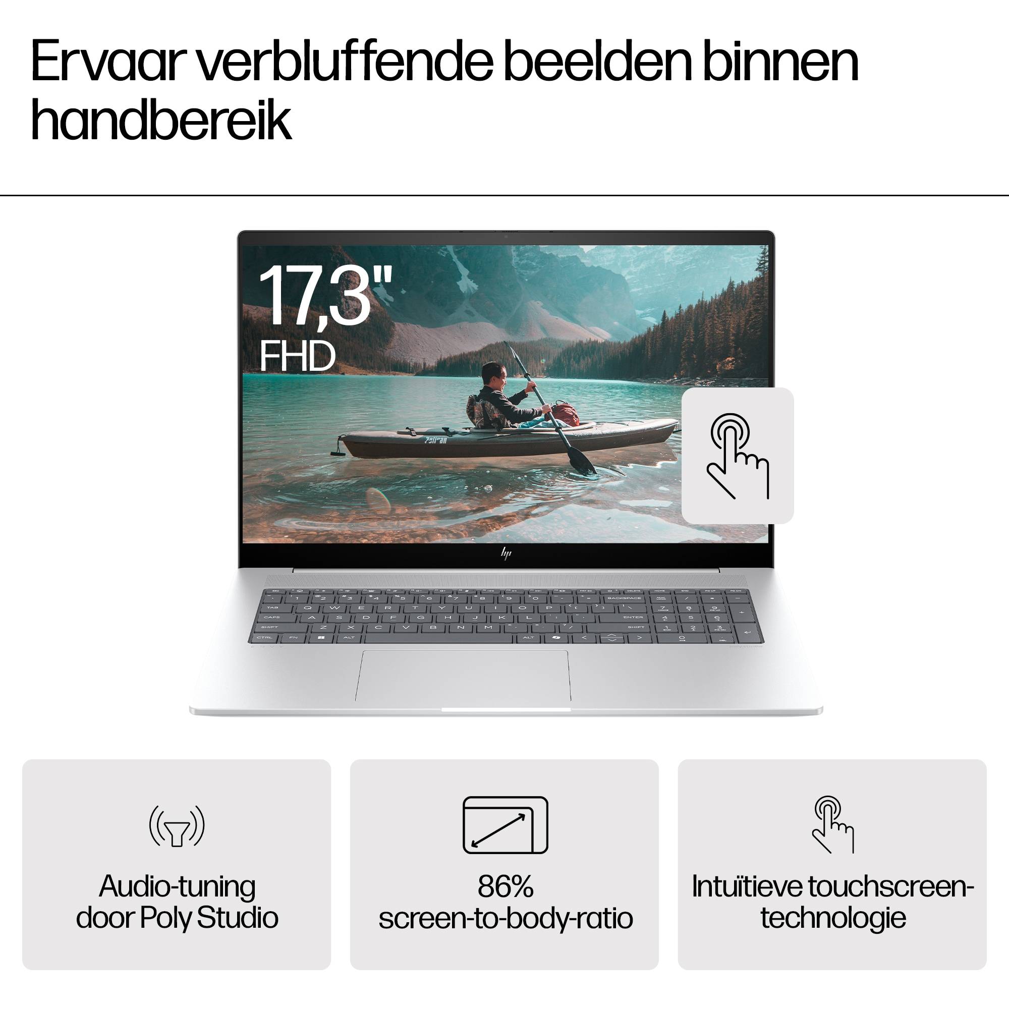 HP ENVY 17-da0030nd Intel Core Ultra 7 155H Laptop 43,9 cm (17.3") Touchscreen Full HD 16 GB DDR5-SDRAM 1 TB SSD Wi-Fi 6E (802.11ax) Windows 11 Home Zilver