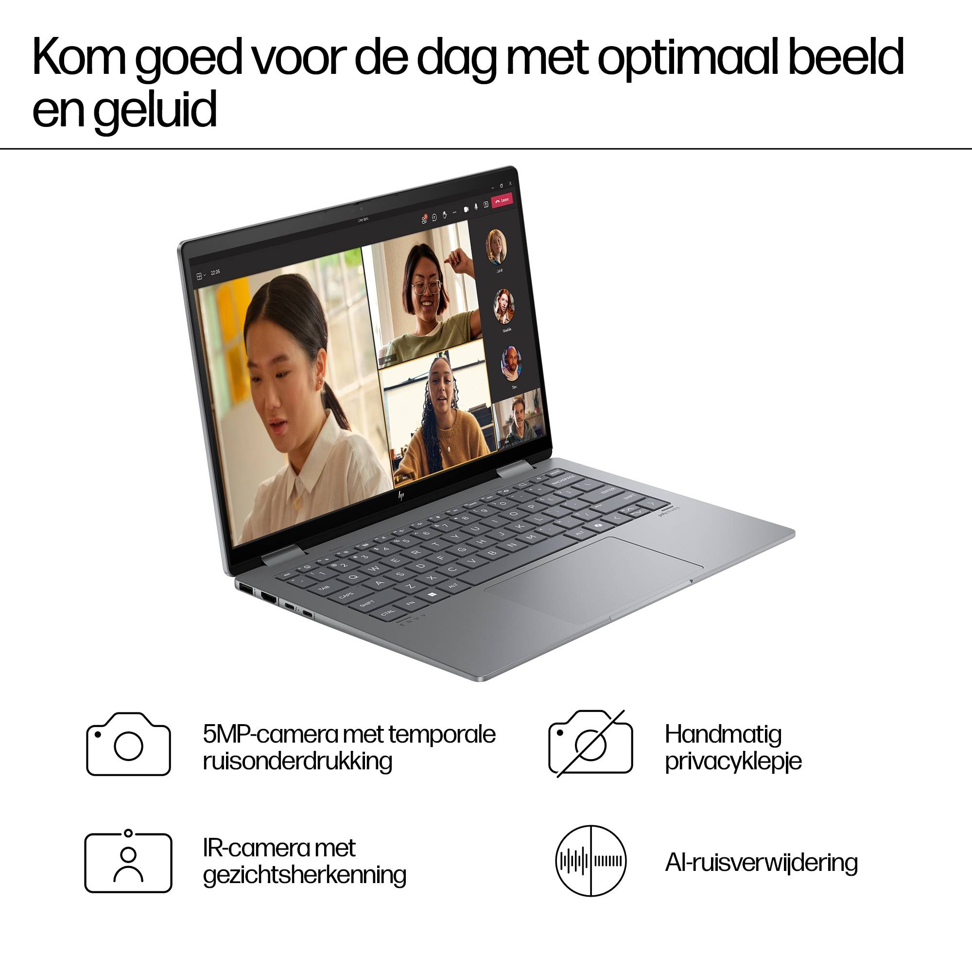 HP ENVY x360 14-fc0060nd Intel Core Ultra 7 155U Hybride (2-in-1) 35,6 cm (14") Touchscreen 3K 16 GB LPDDR5-SDRAM 1 TB SSD Wi-Fi 6E (802.11ax) Windows 11 Home Blauw