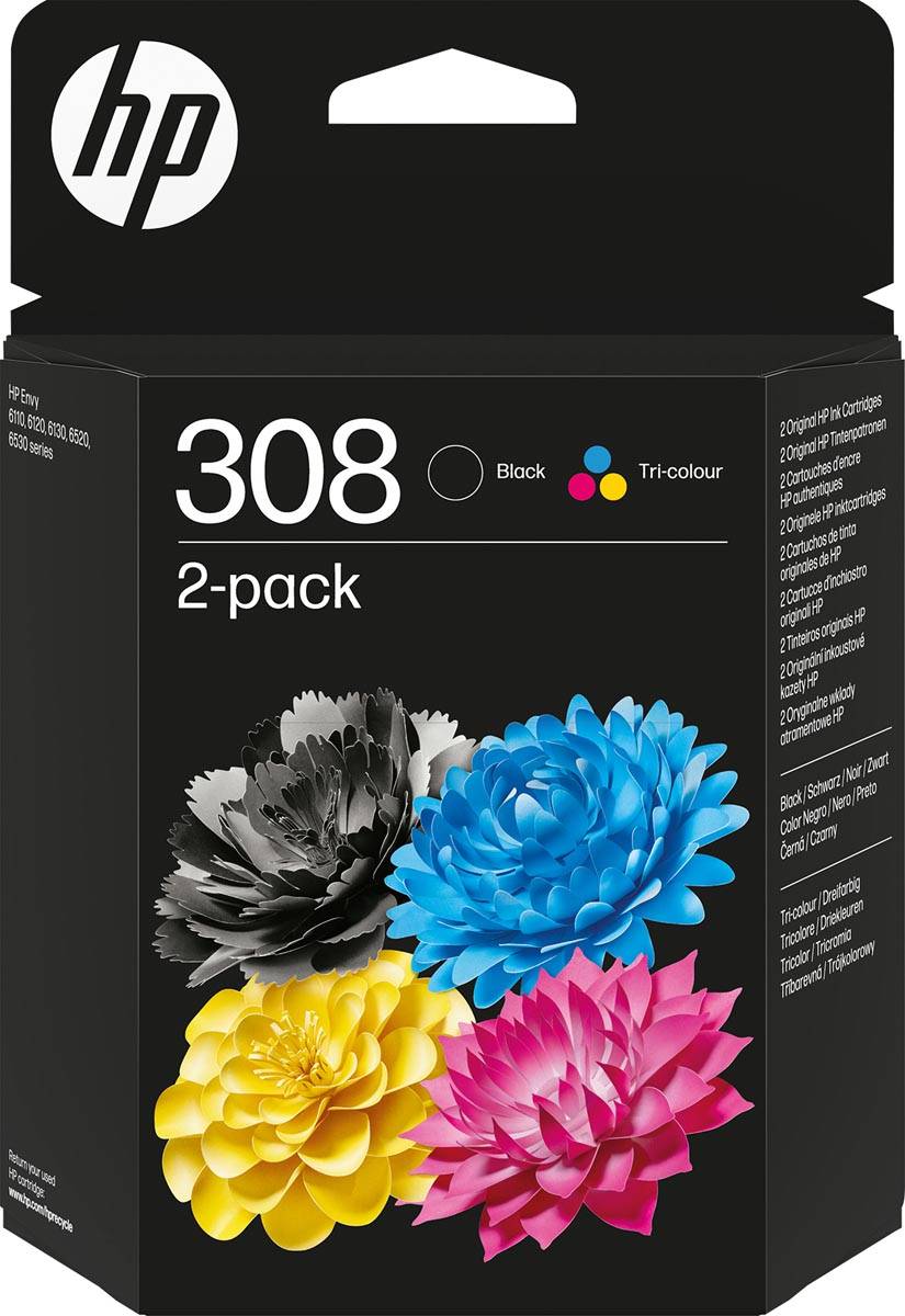 HP inktcartridge 308, 120 - 160 pagina's, OEM 6L6S6UE, zwart + 3 kleuren