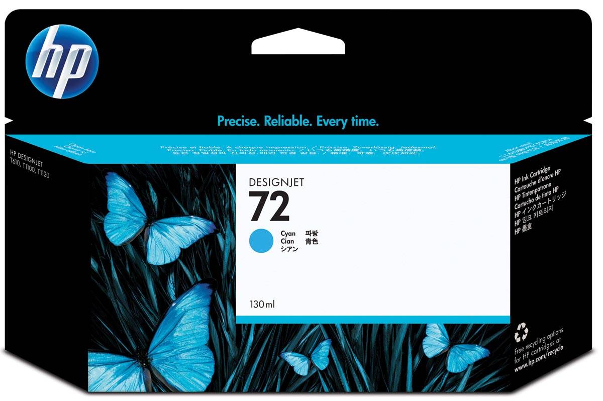 HP inktcartridge 72, 130 ml, OEM C9371A, cyaan