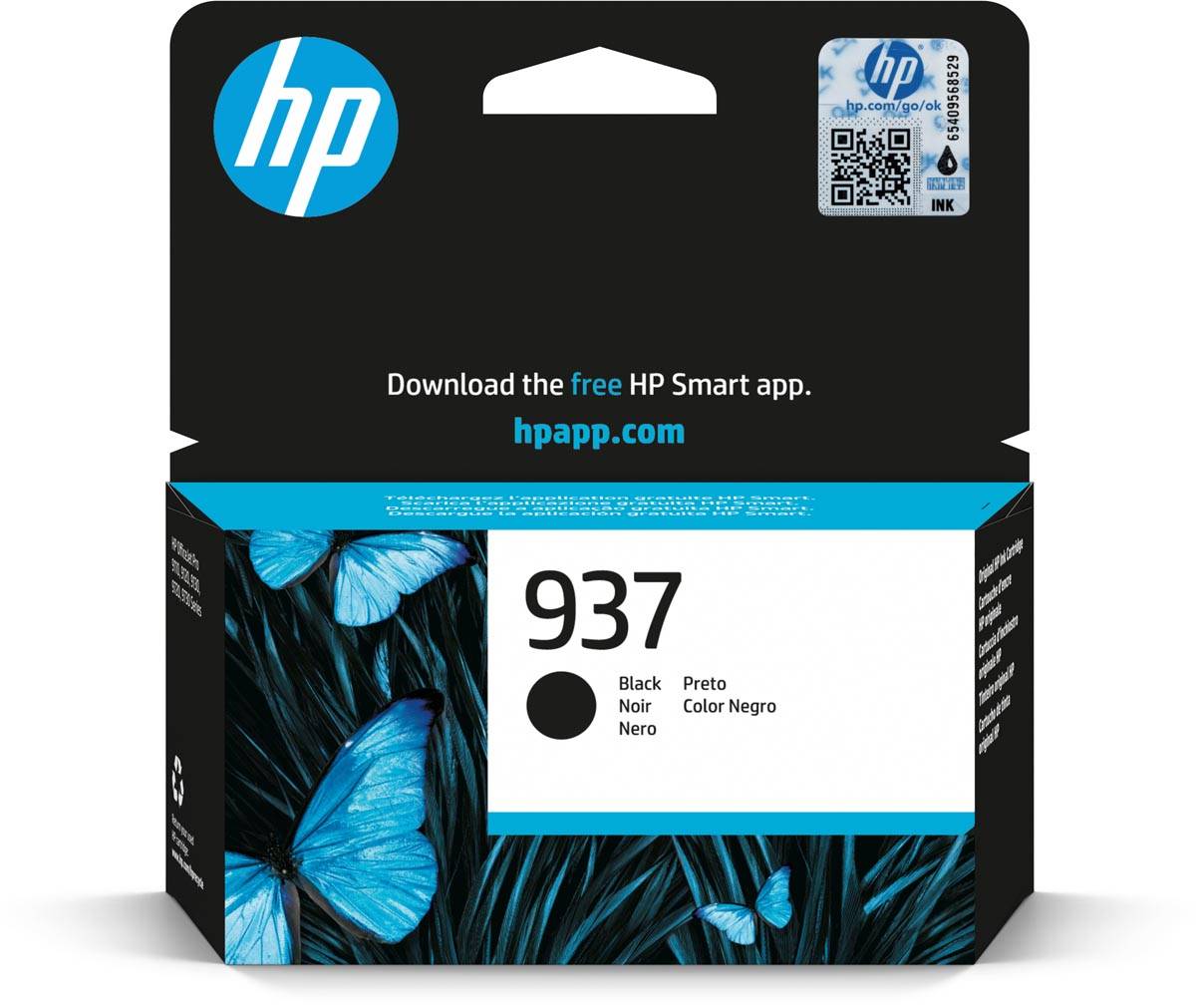 HP inktcartridge 937, 1.250 pagina's, OEM 4S6W5NE, zwart