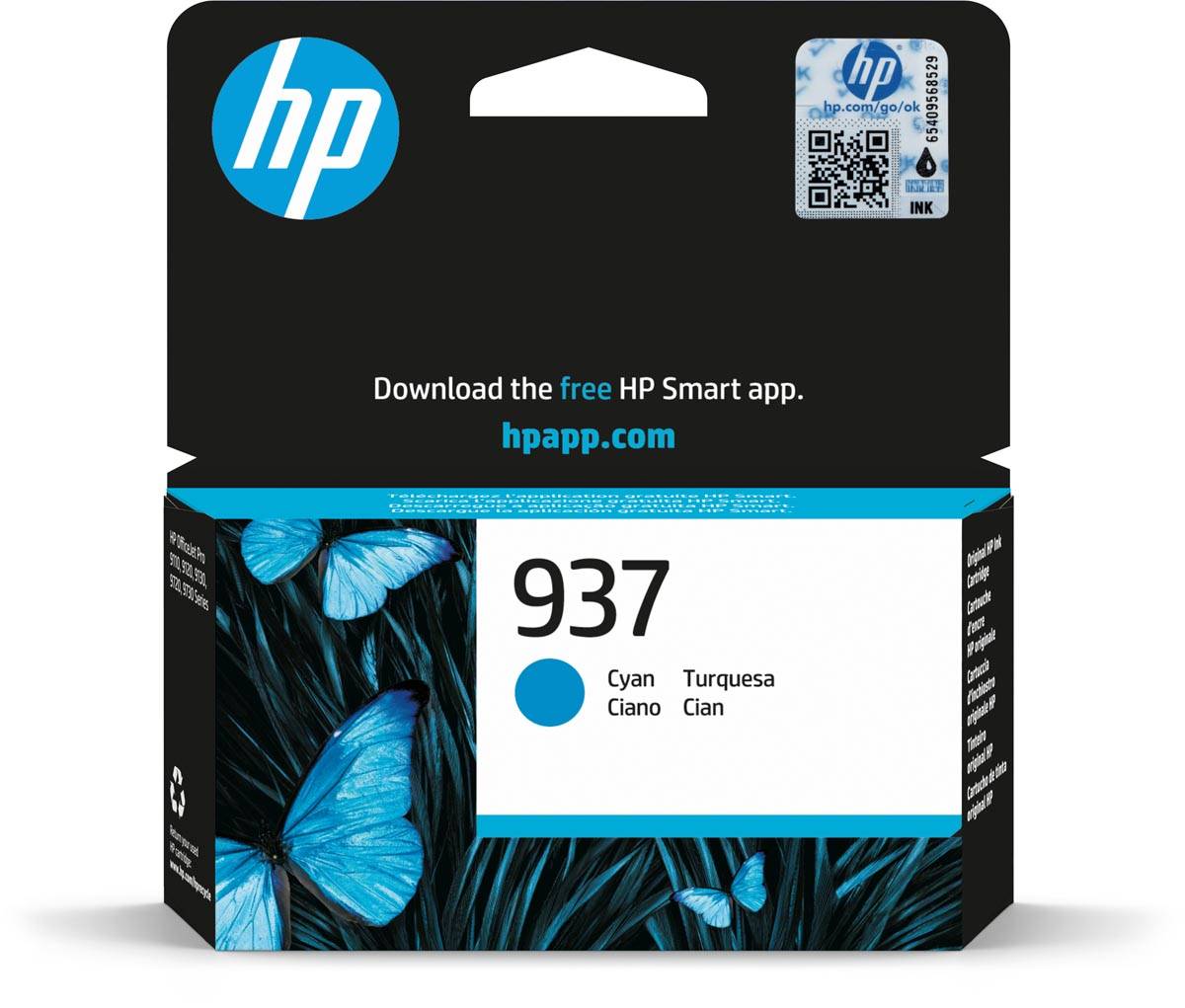 HP inktcartridge 937, 800 pagina's, OEM 4S6W2NE, cyaan