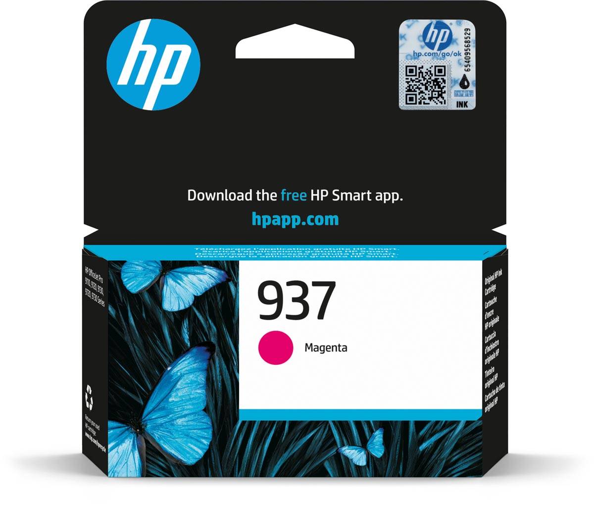 HP inktcartridge 937, 800 pagina's, OEM 4S6W3NE, magenta