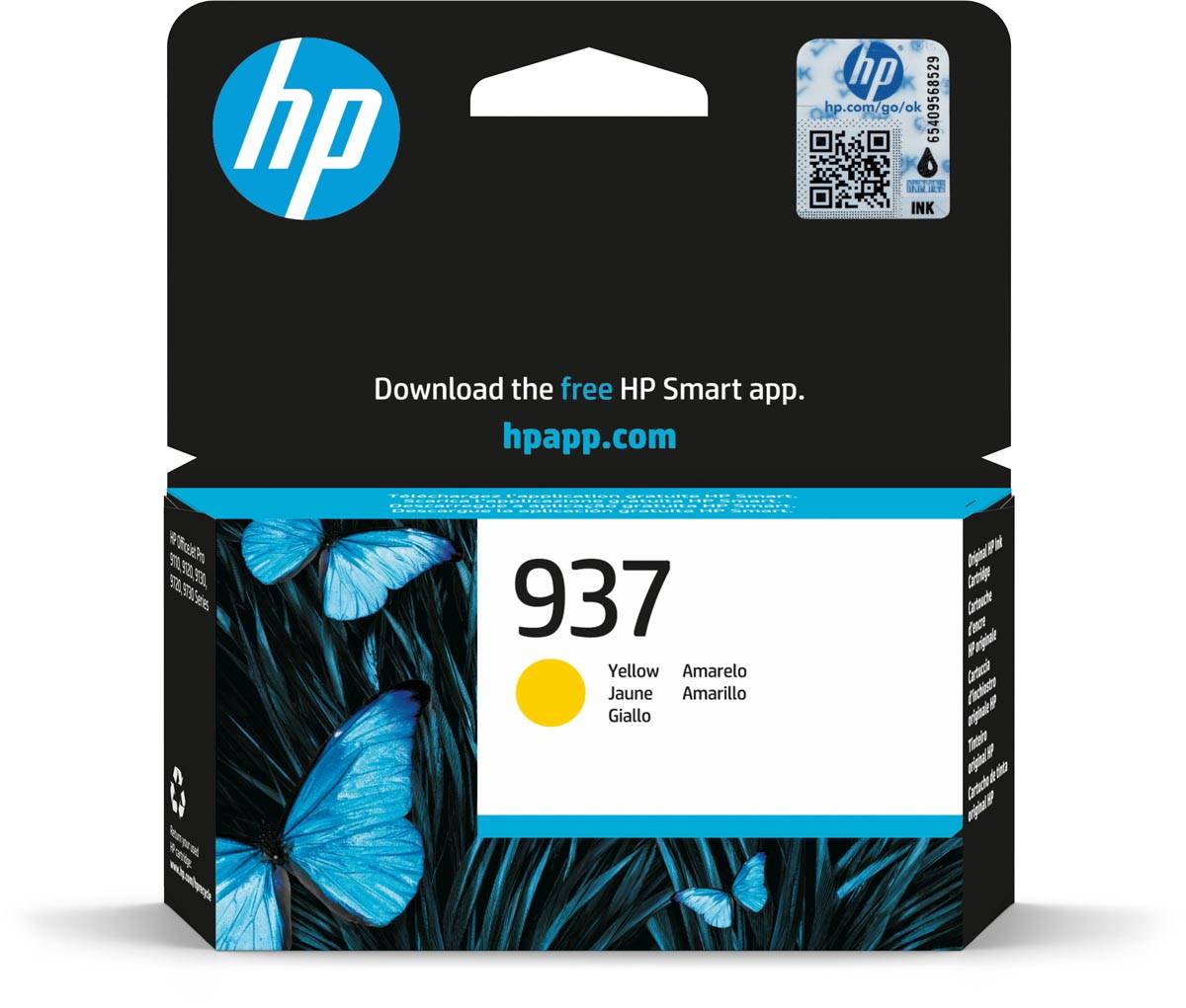 HP inktcartridge 937, 800 pagina's, OEM 4S6W4NE, geel