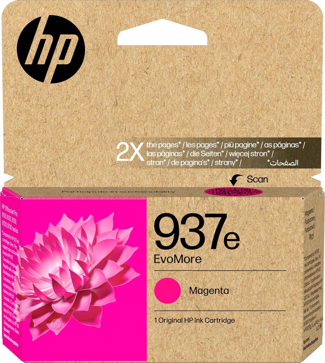 HP inktcartridge 937e, 1.650 pagina's, OEM 4S6W7NE, magenta