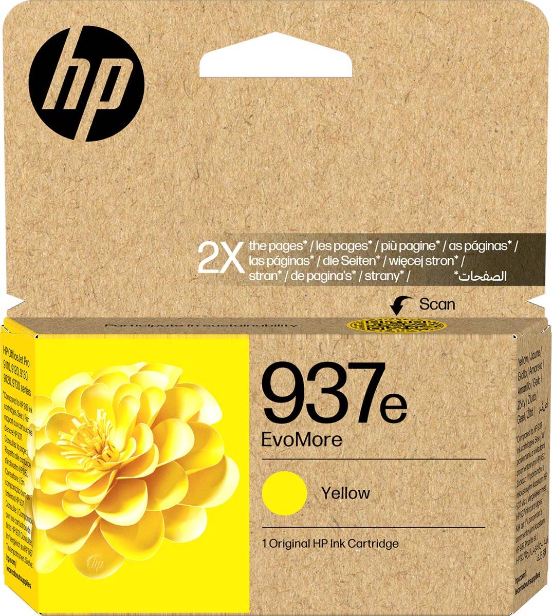 HP inktcartridge 937e, 1.650 pagina's, OEM 4S6W8NE, geel
