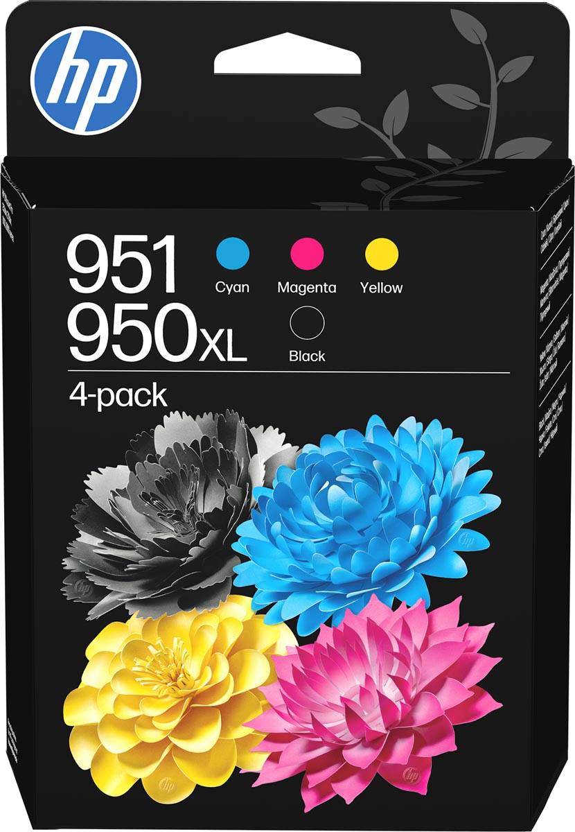 HP inktcartridge 950 XL en 951, 700 - 2.300 pagina's, OEM C3WK1AE, 1 x zwart XL en 1 x 3 kleuren