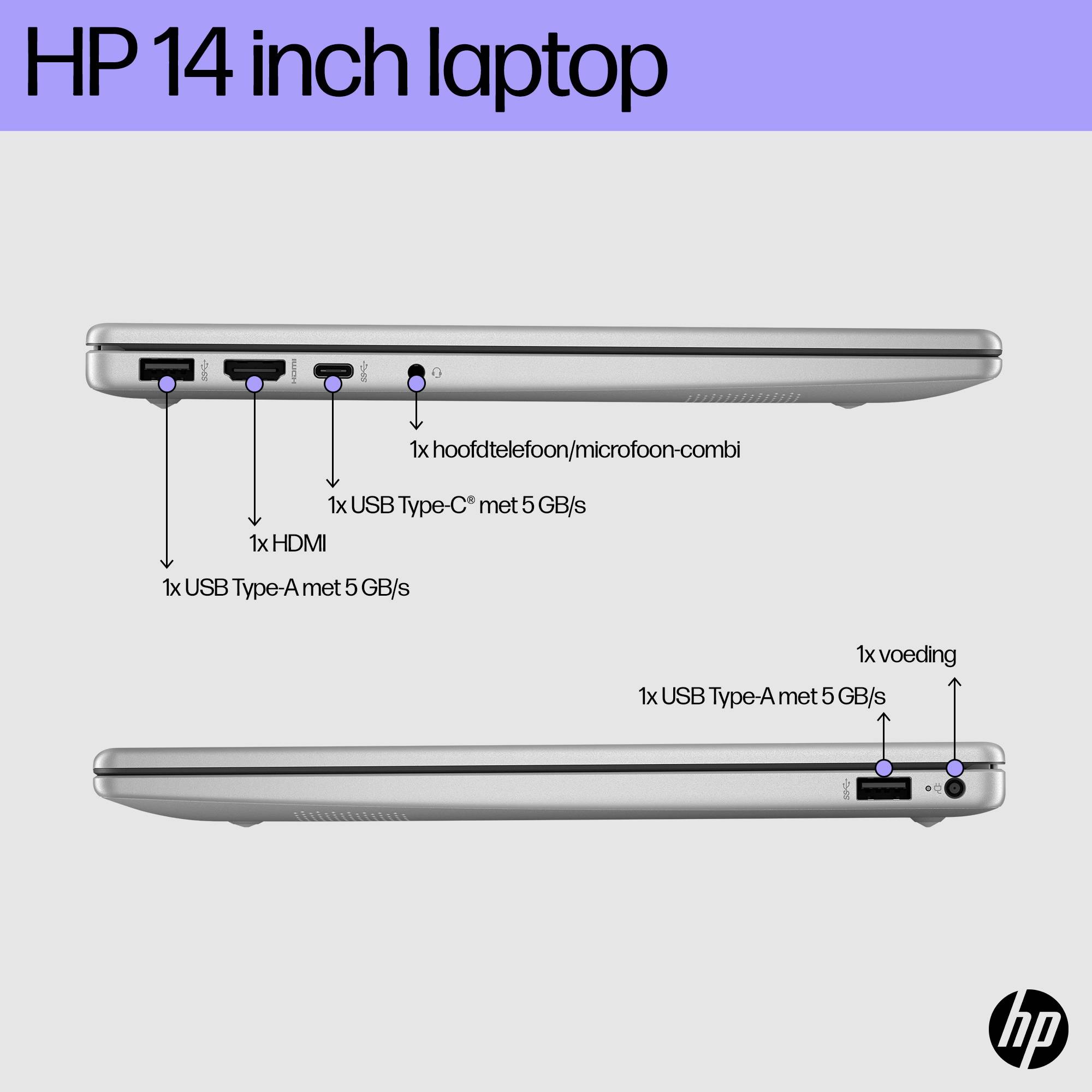 HP 14-ep0030nd Intel® Core™ i3 i3-1215U Laptop 35,6 cm (14") Full HD 8 GB DDR4-SDRAM 256 GB SSD Wi-Fi 6E (802.11ax) Windows 11 Home Zilver